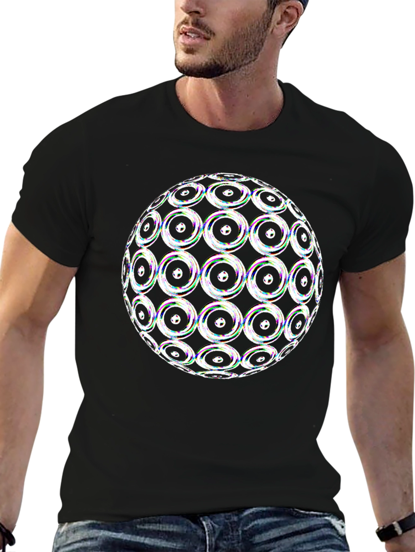 Optical Illusion Sphere Graphic Tee - Black