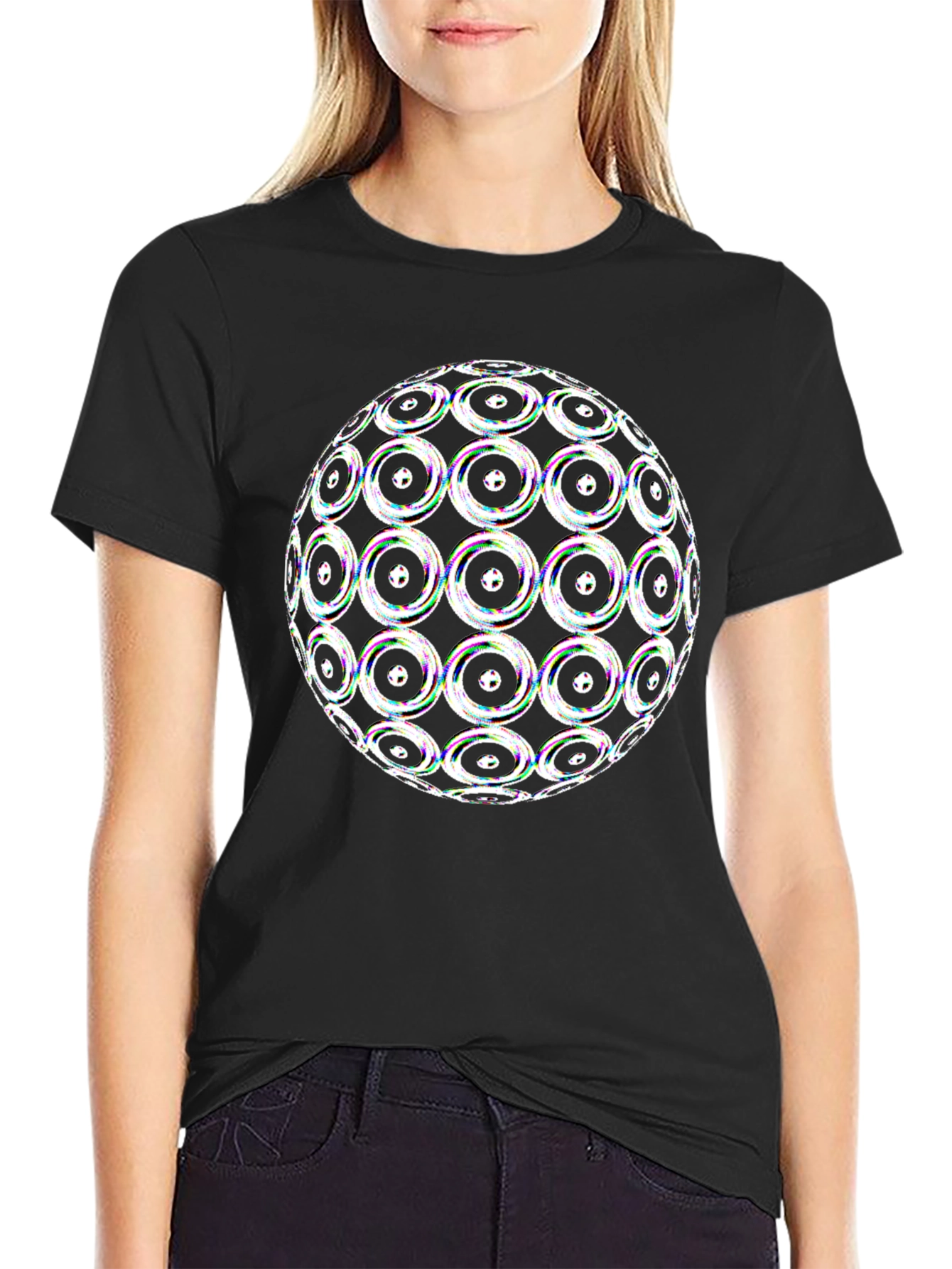 Optical Illusion Sphere Graphic Tee - Black