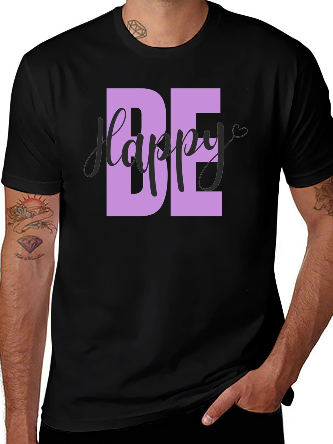 Be Happy Graphic T-Shirt - Mens Black Tee