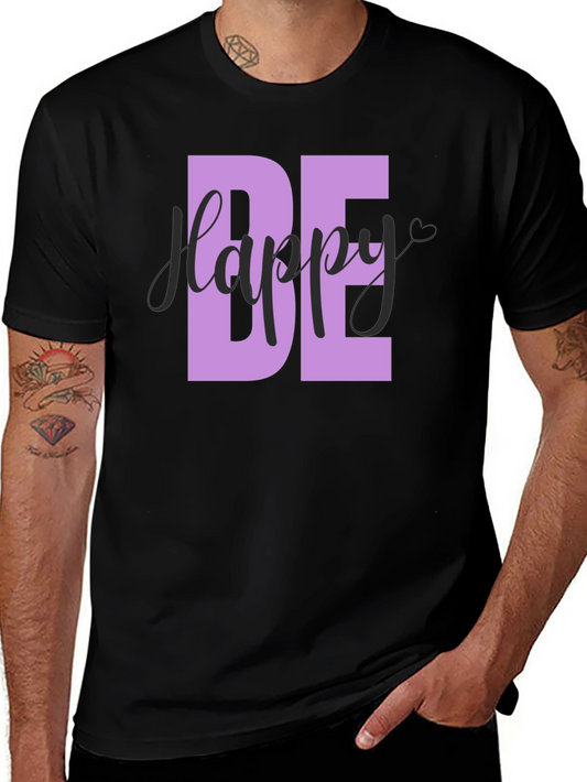 Be Happy Graphic T-Shirt - Mens Black Tee