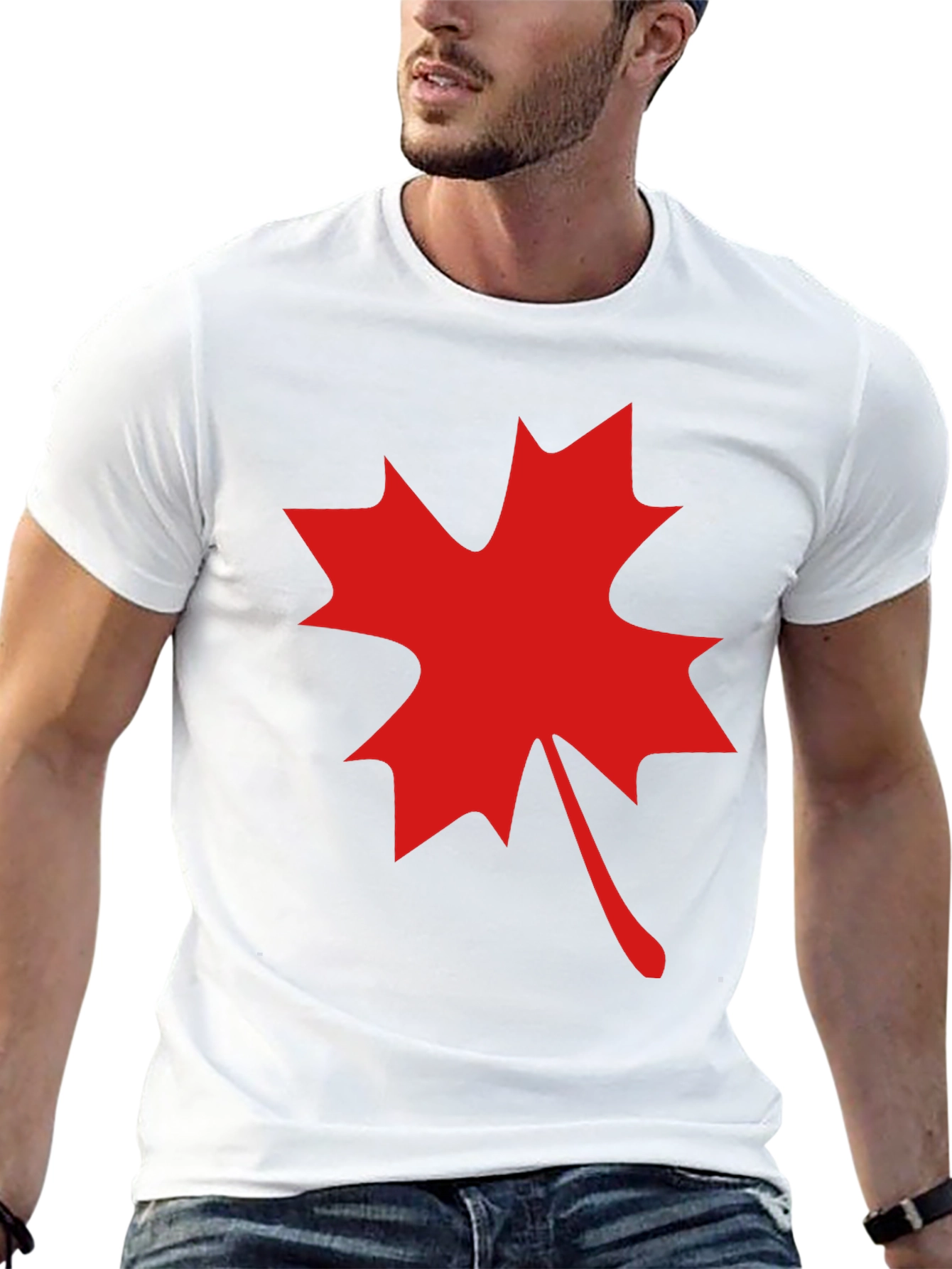 Maple Leaf Graphic Tee - Black Cotton Blend