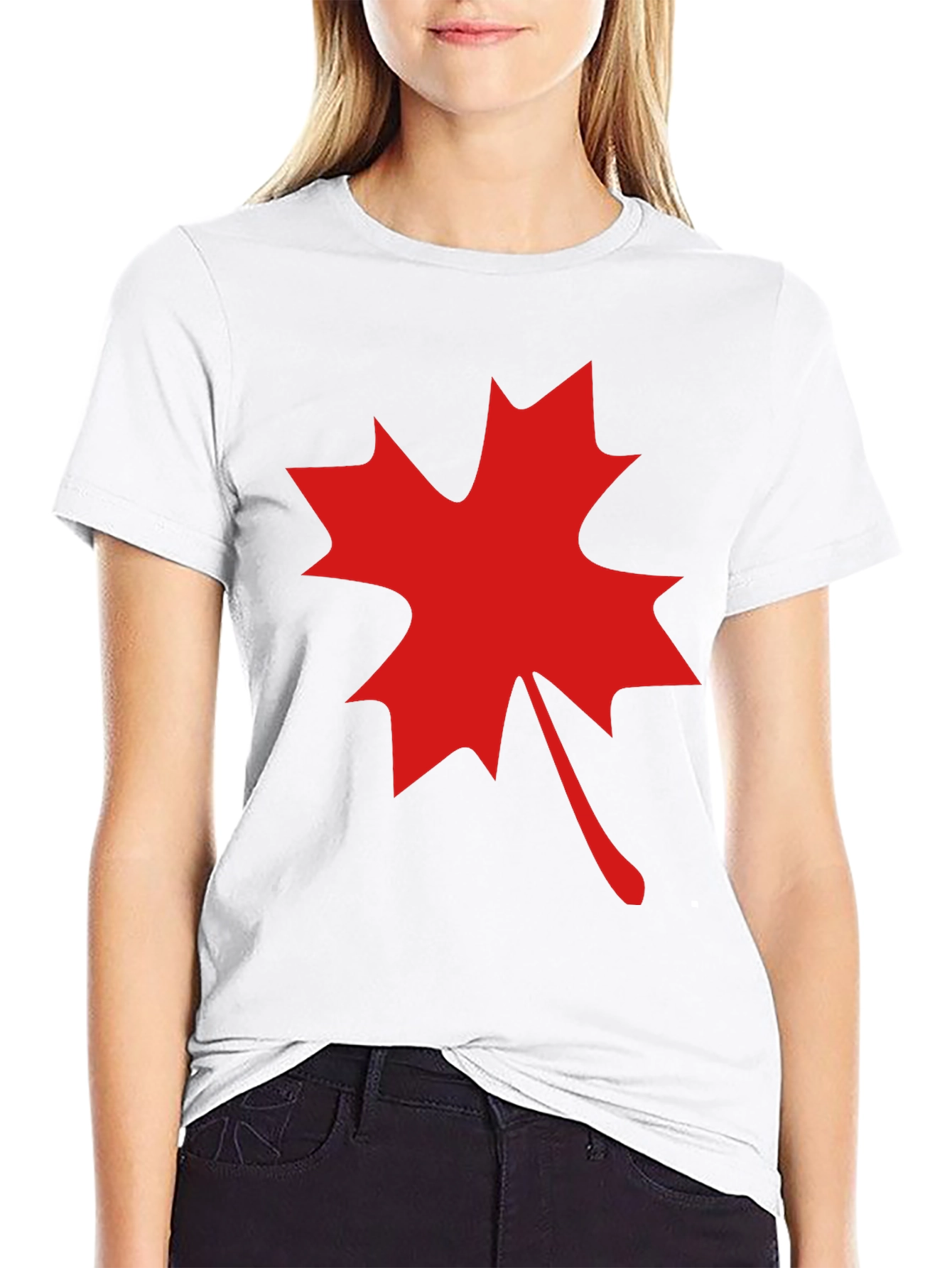 Maple Leaf Graphic Tee - Black Cotton Blend