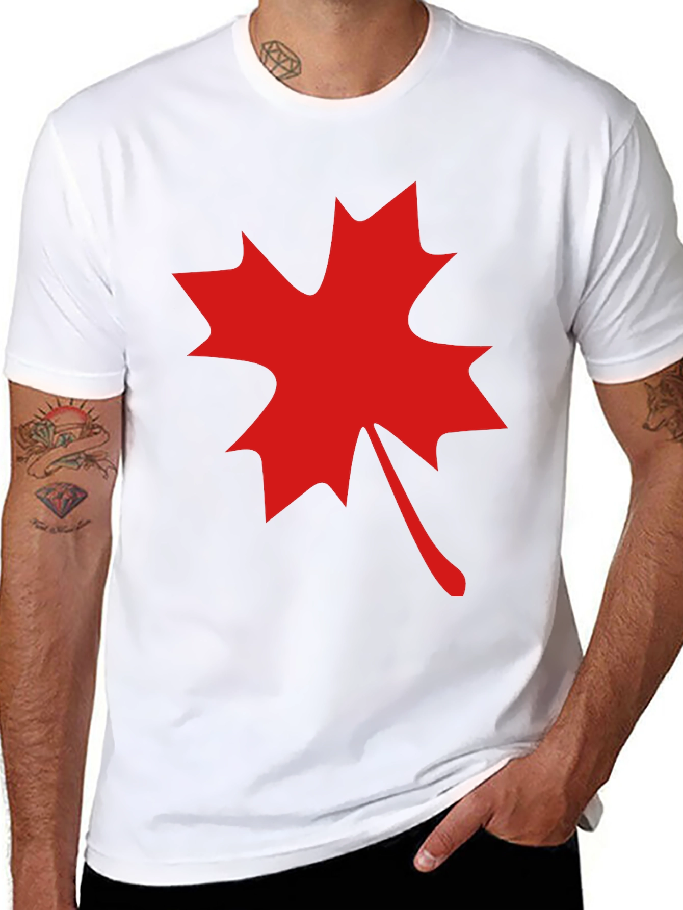 Maple Leaf Graphic Tee - Black Cotton Blend