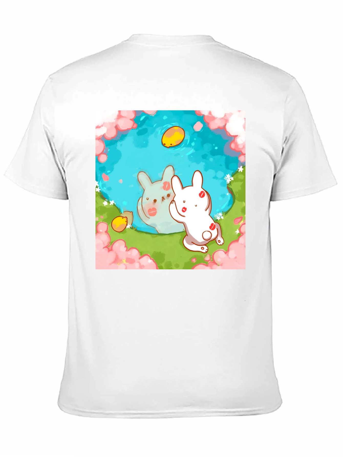 Cute Bunny Pond Graphic T-Shirt