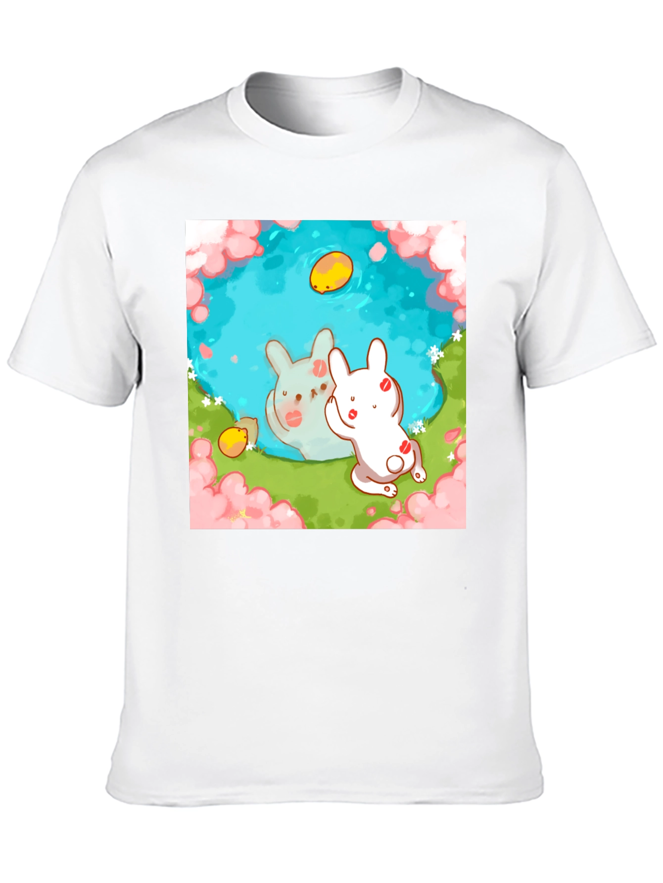Cute Bunny Pond Graphic T-Shirt