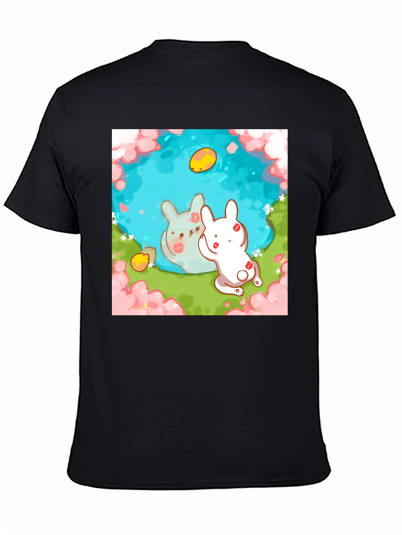Cute Bunny Pond Graphic T-Shirt