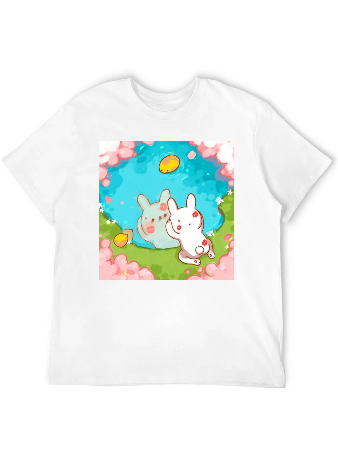 Cute Bunny Pond Graphic T-Shirt