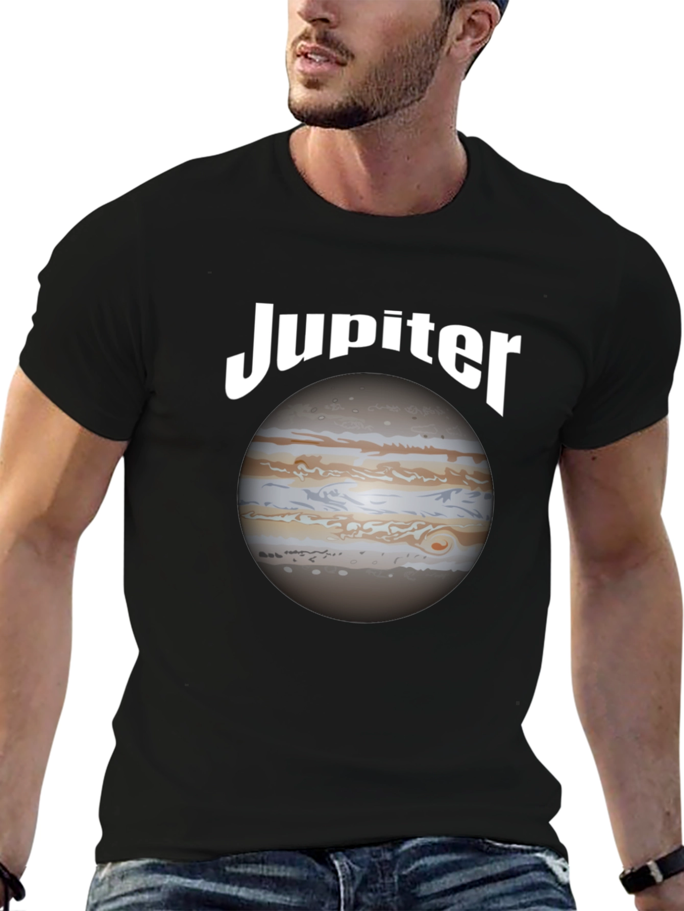 Jupiter Planet Graphic Black T-Shirt