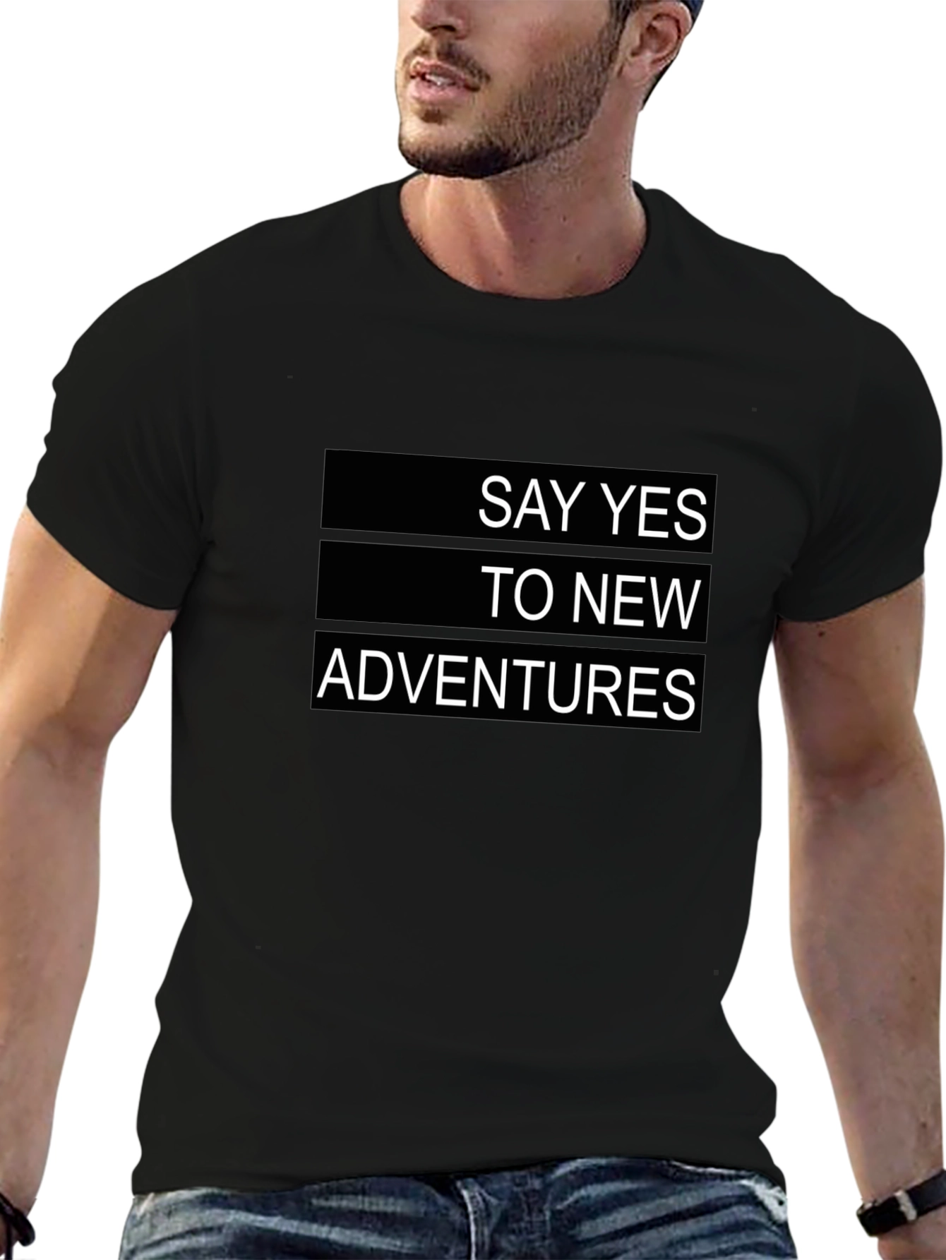 Say Yes To New Adventures Black Graphic Tee