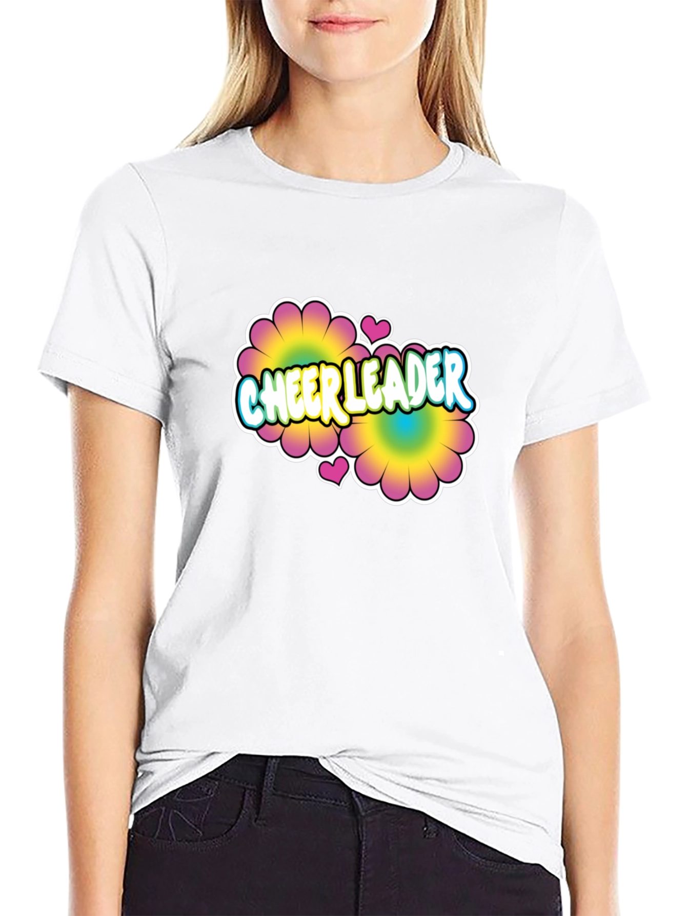 Cheerleader Flower Power Graphic T-Shirt