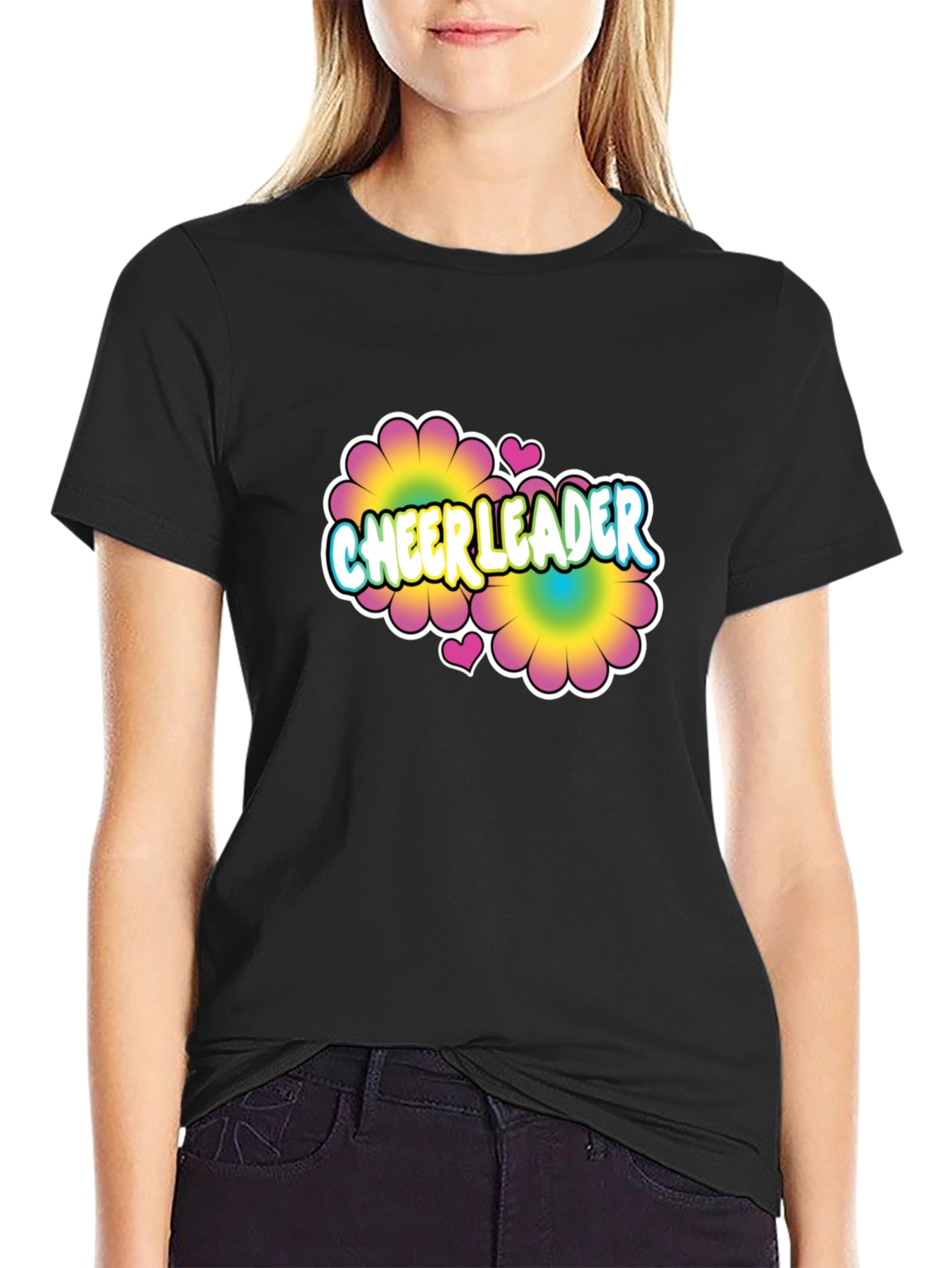 Cheerleader Flower Power Graphic T-Shirt