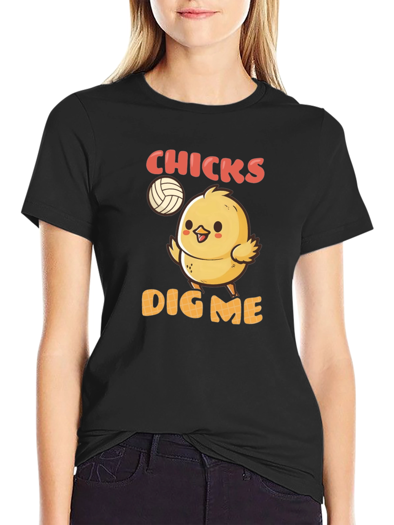 Chicks Dig Me T-Shirt - Volleyball Chick Graphic Tee