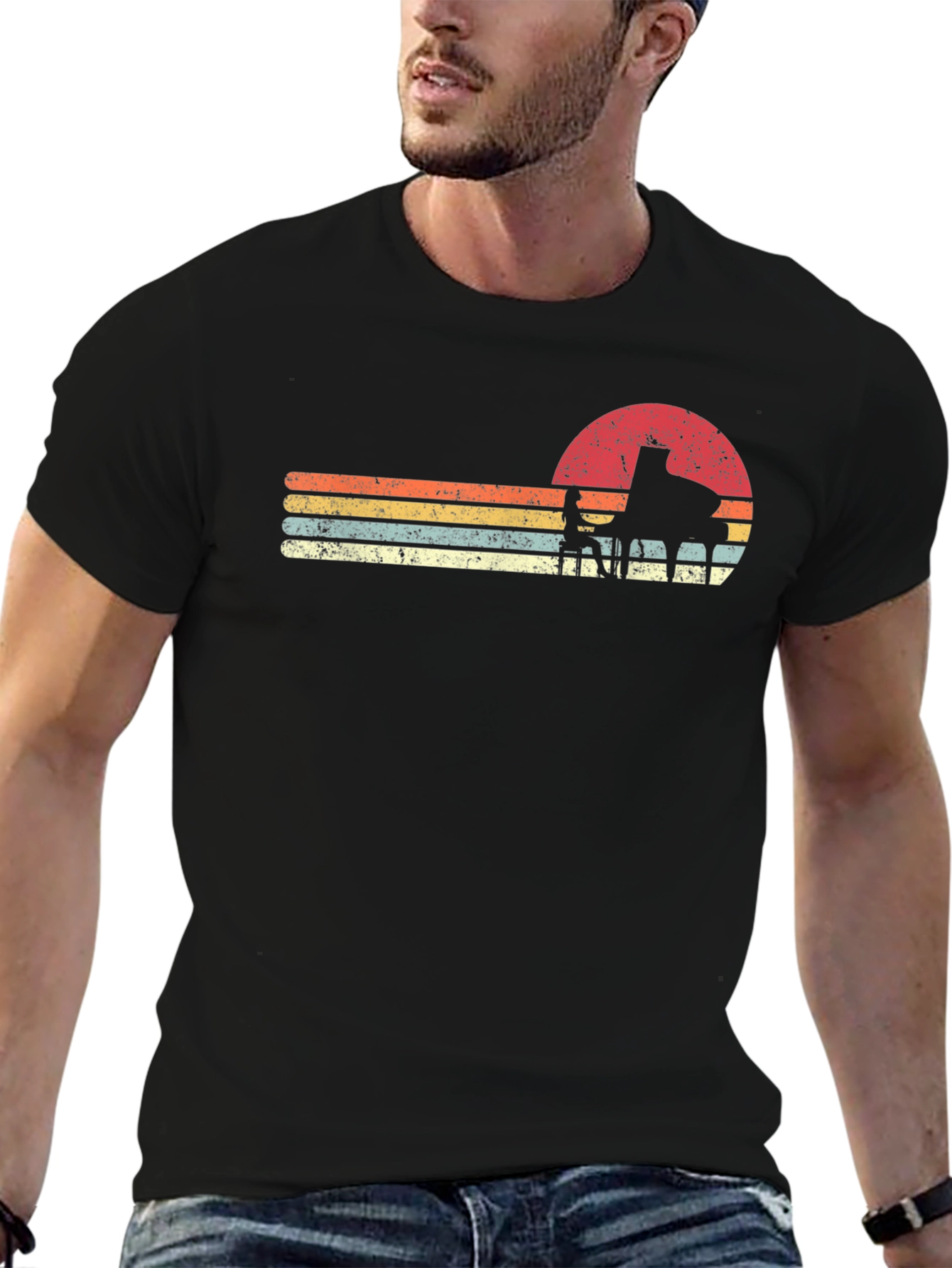 Retro Piano Sunset T-Shirt - Musicians Style