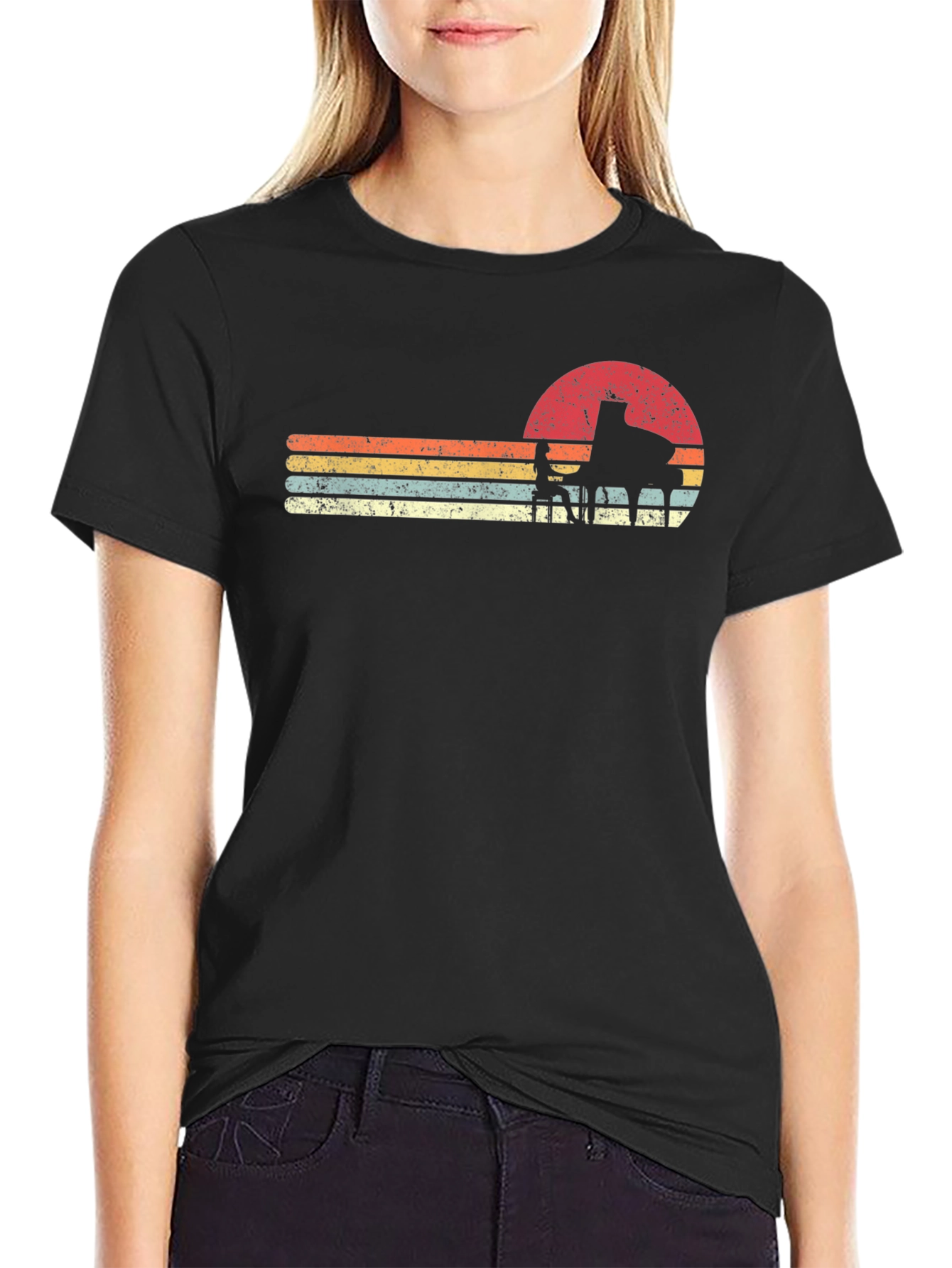 Retro Piano Sunset T-Shirt - Musicians Style