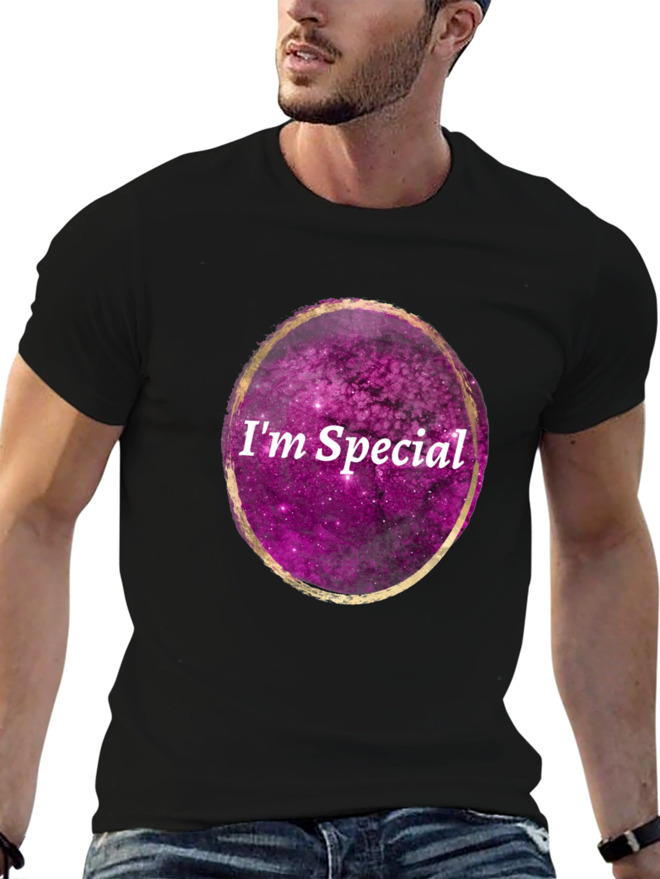 Im Special Galaxy Print Black T-Shirt