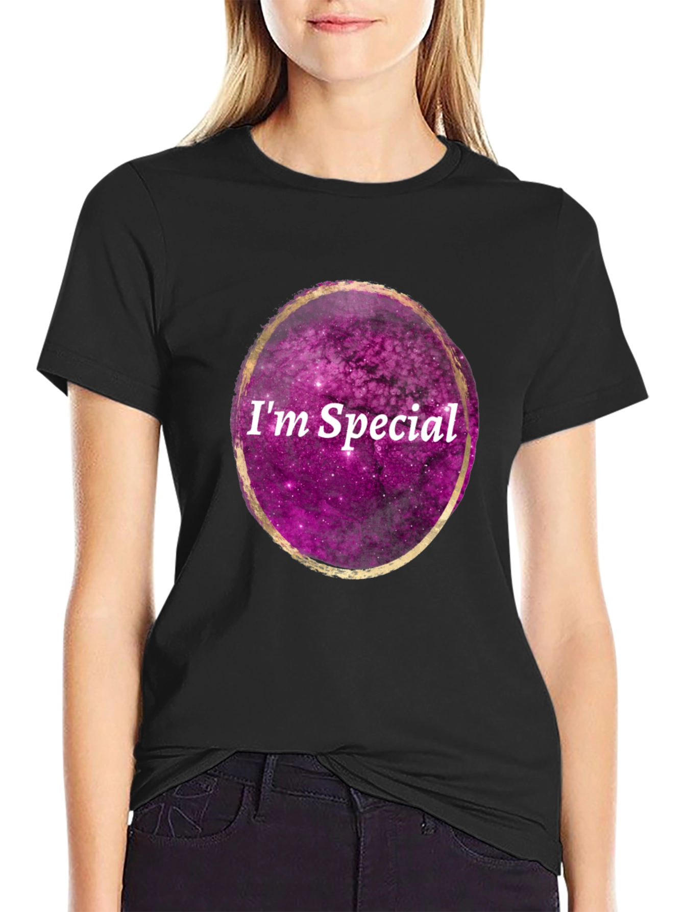 Im Special Galaxy Print Black T-Shirt