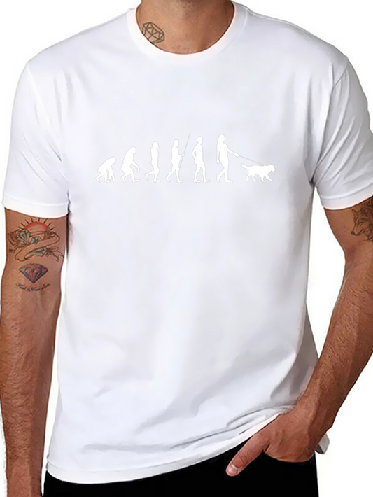 Evolution of Man with Dog Black Graphic Tee