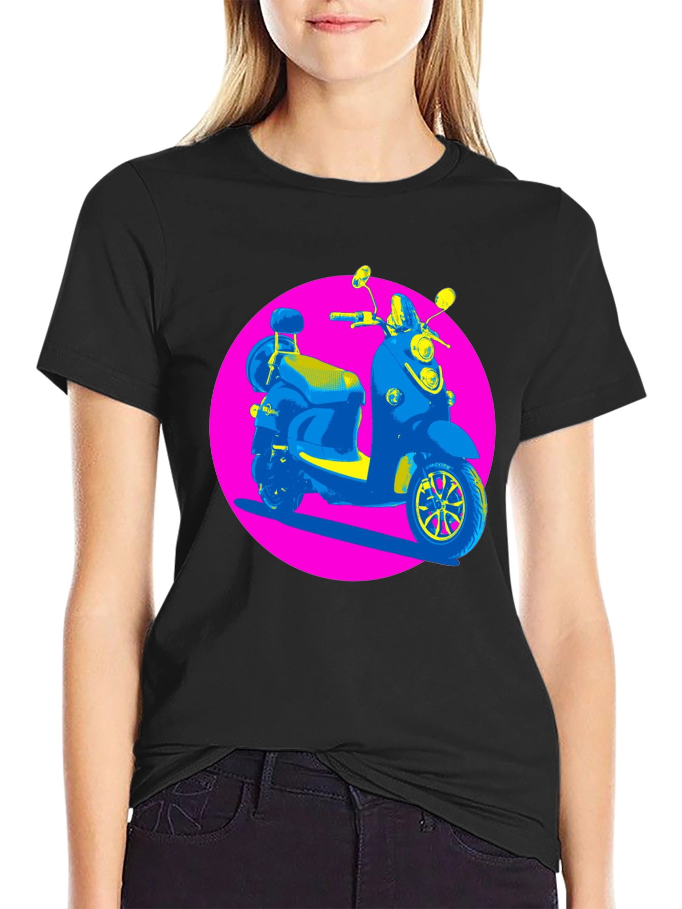 Retro Scooter Graphic Tee - Vivid Print Design