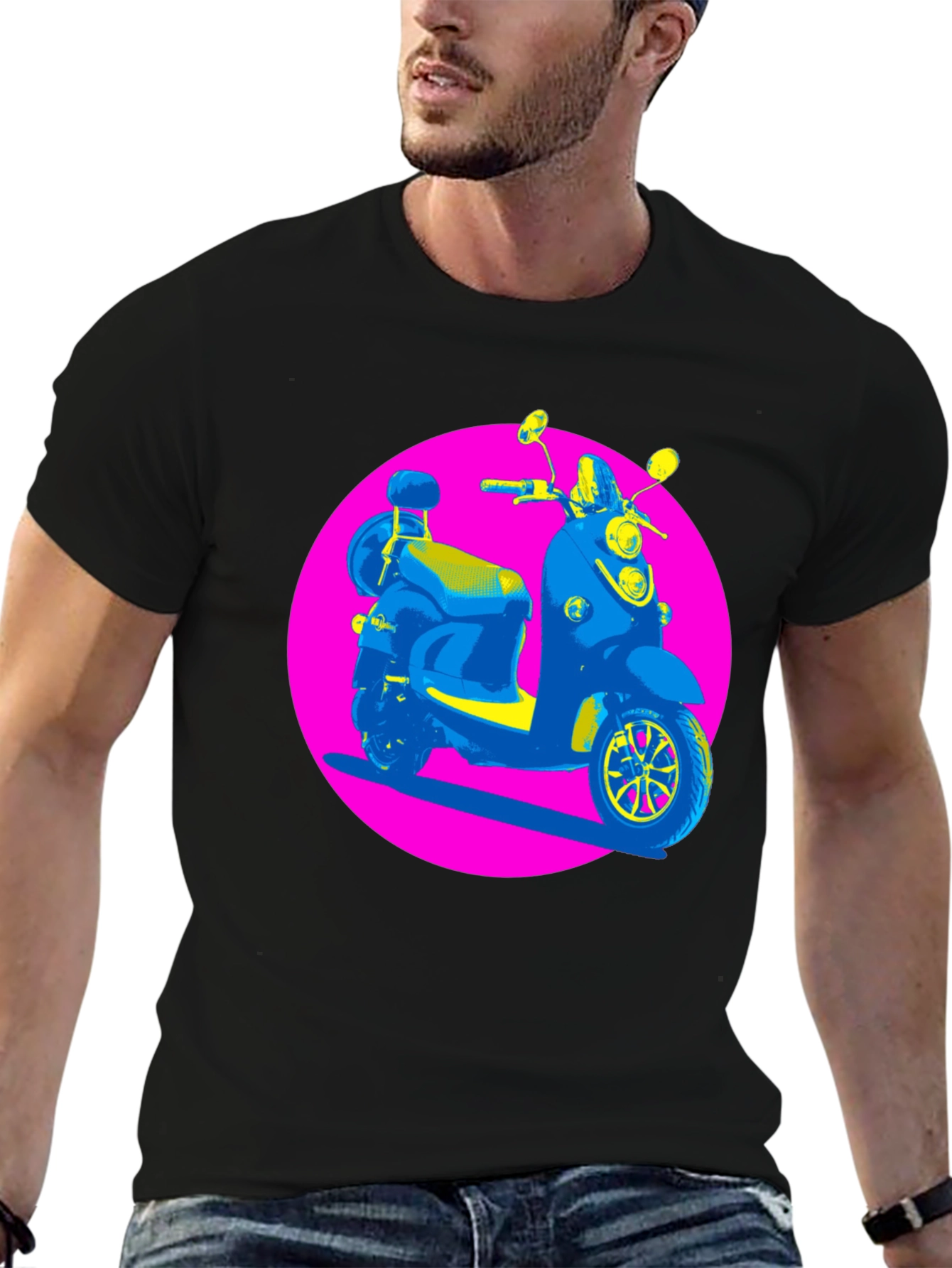 Retro Scooter Graphic Tee - Vivid Print Design
