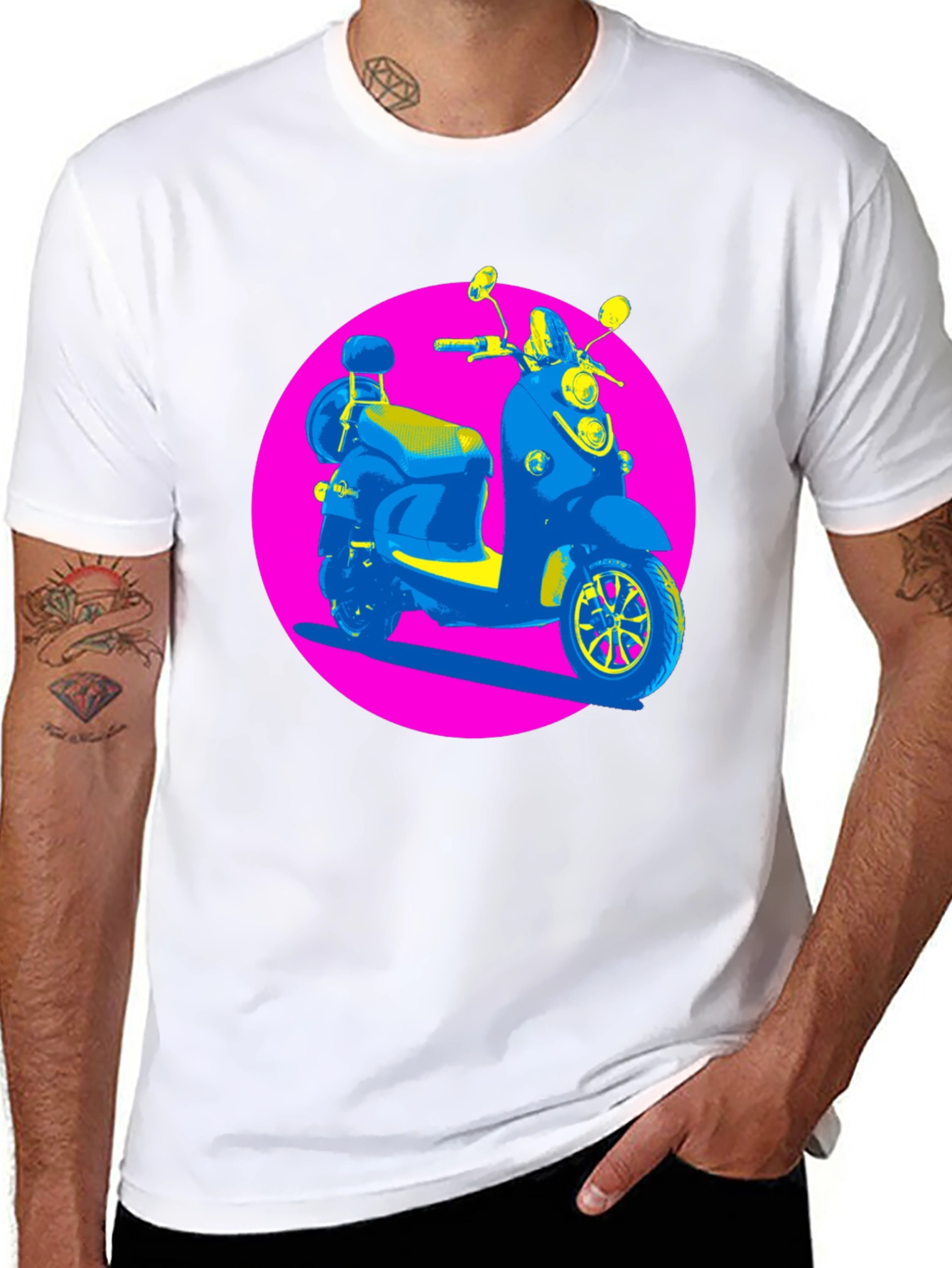 Retro Scooter Graphic Tee - Vivid Print Design