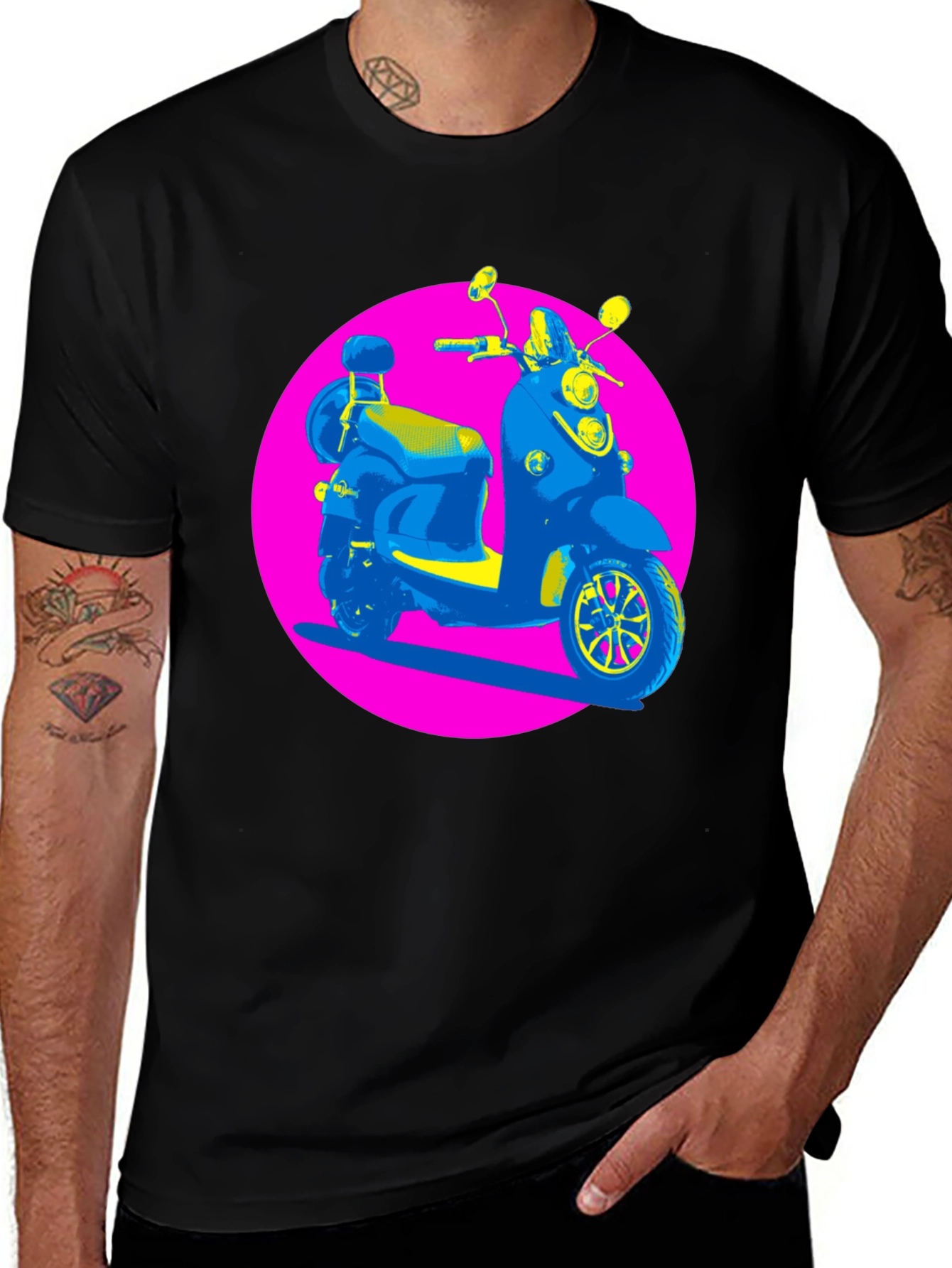 Retro Scooter Graphic Tee - Vivid Print Design