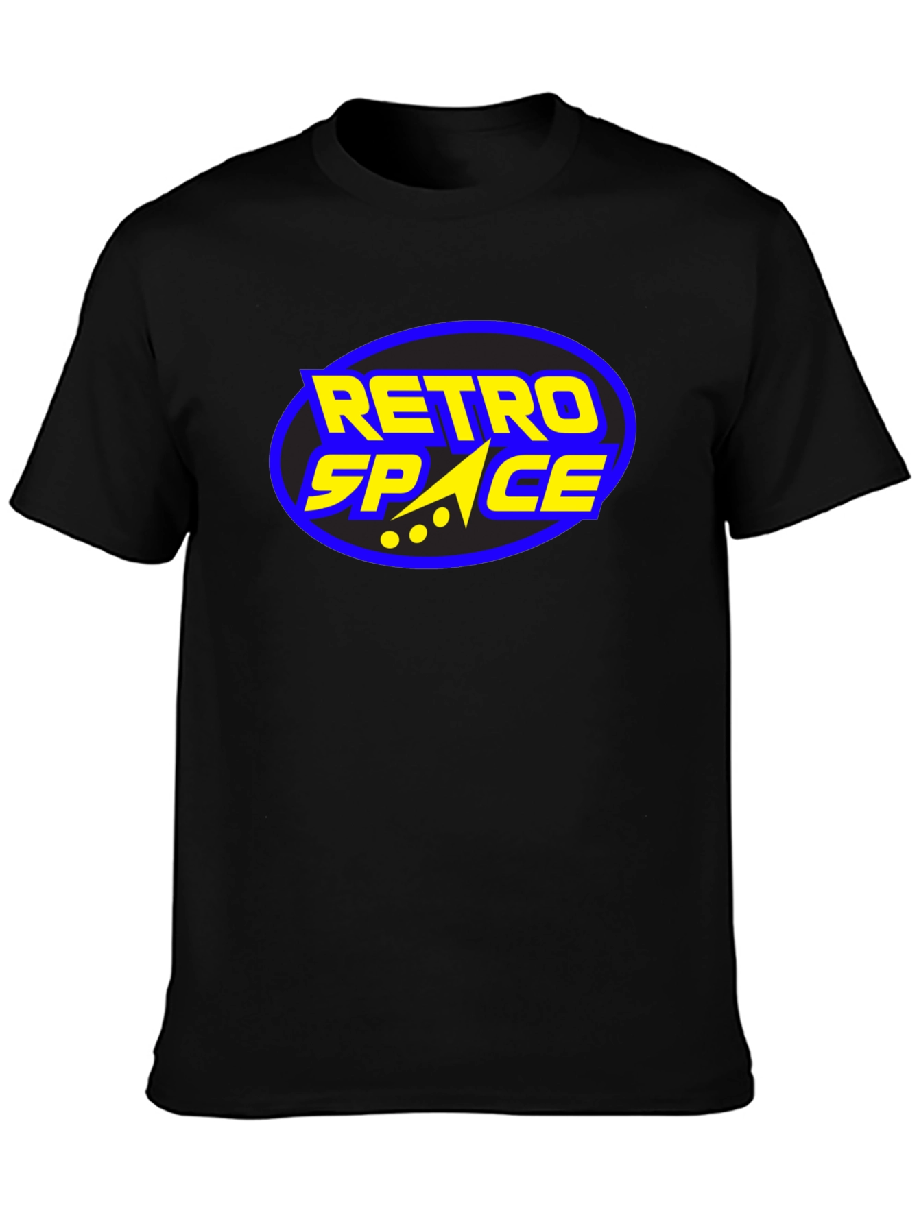 Retro Space Graphic Tee - Black Cotton T-Shirt