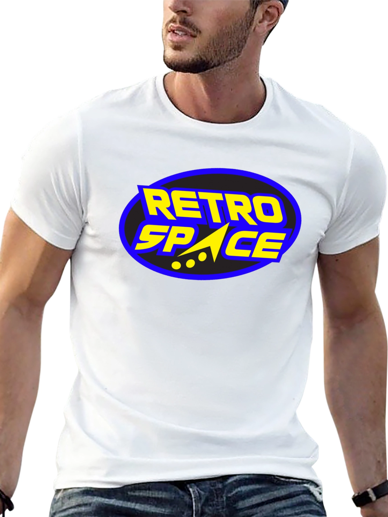 Retro Space Graphic Tee - Black Cotton T-Shirt