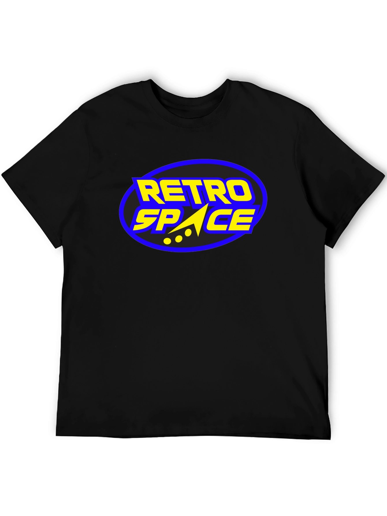 Retro Space Graphic Tee - Black Cotton T-Shirt