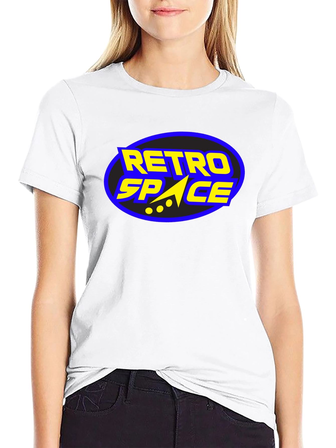 Retro Space Graphic Tee - Black Cotton T-Shirt