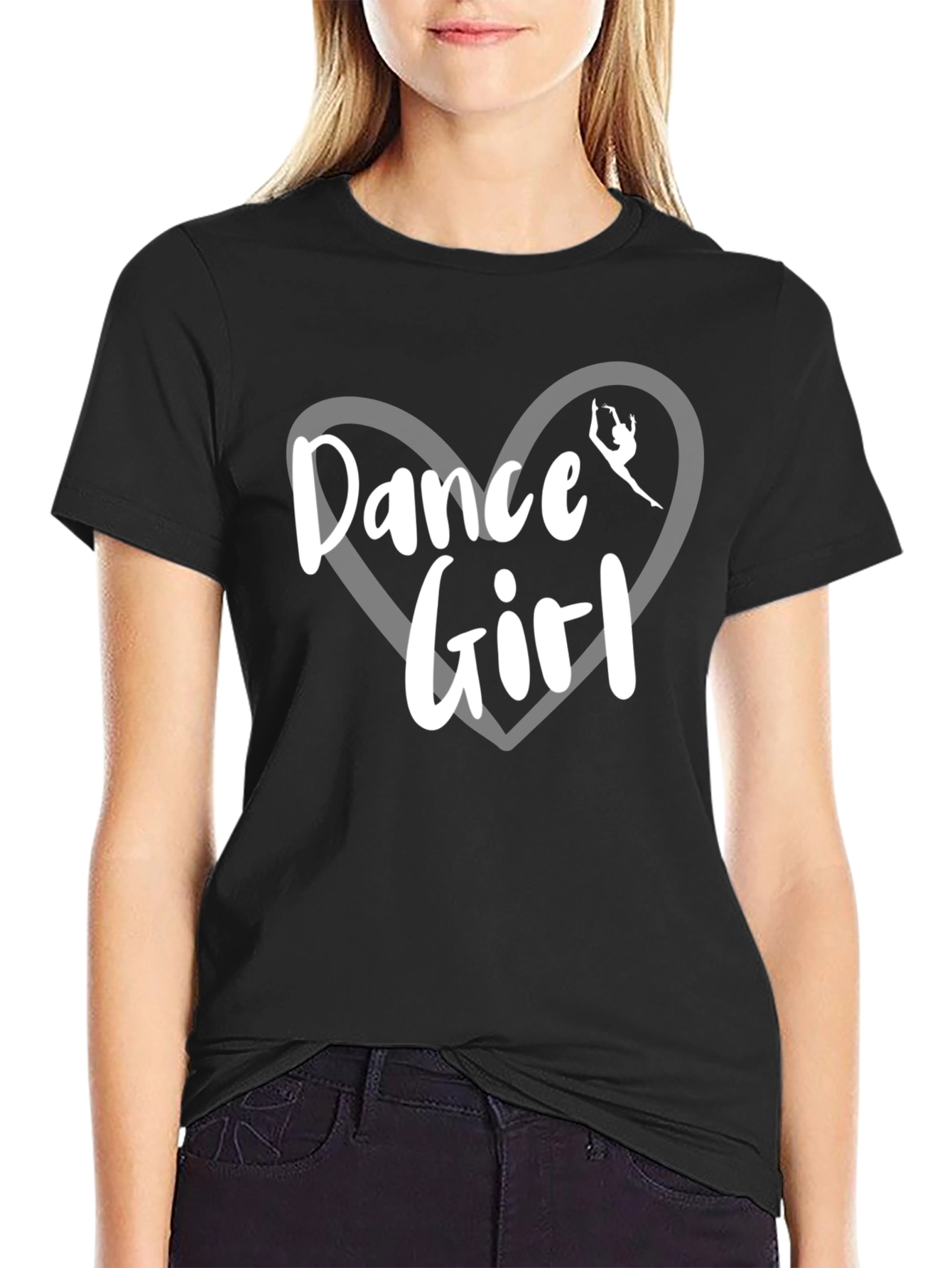 Dance Girl Graphic Tee - Black Cotton T-Shirt
