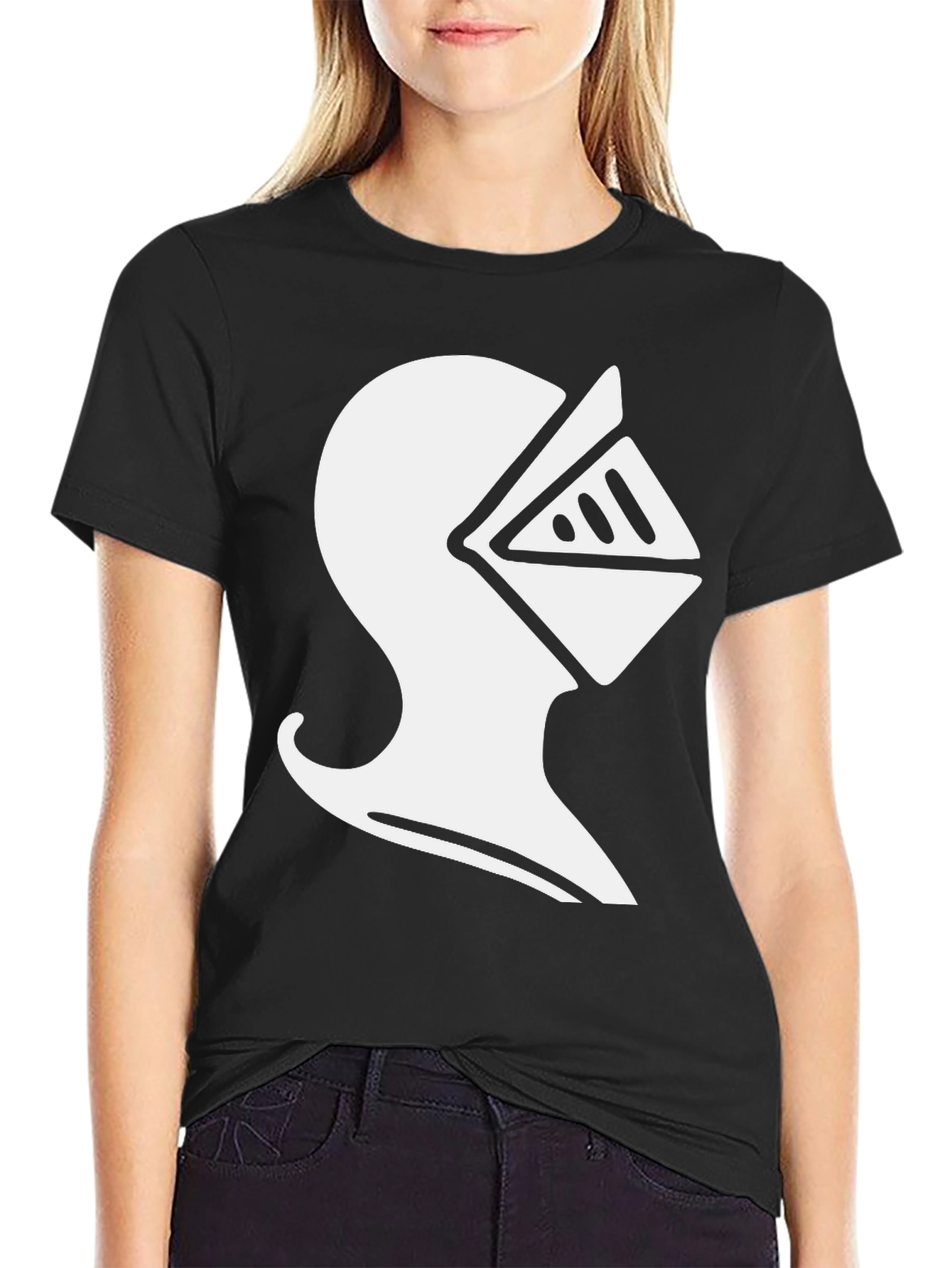 Knight Helmet Graphic Tee - Black Cotton T-Shirt