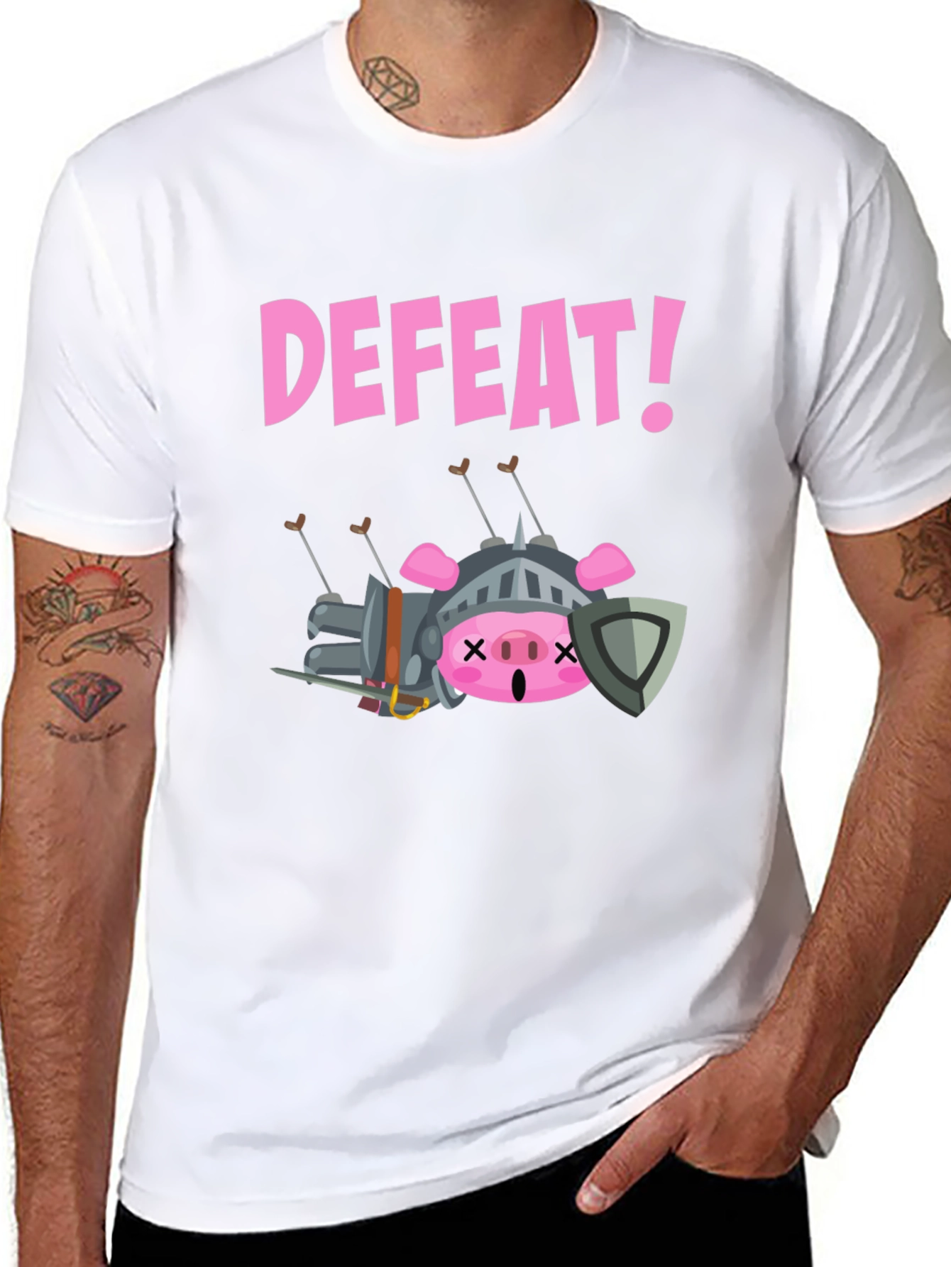 Defeated Pig Knight T-Shirt - Black