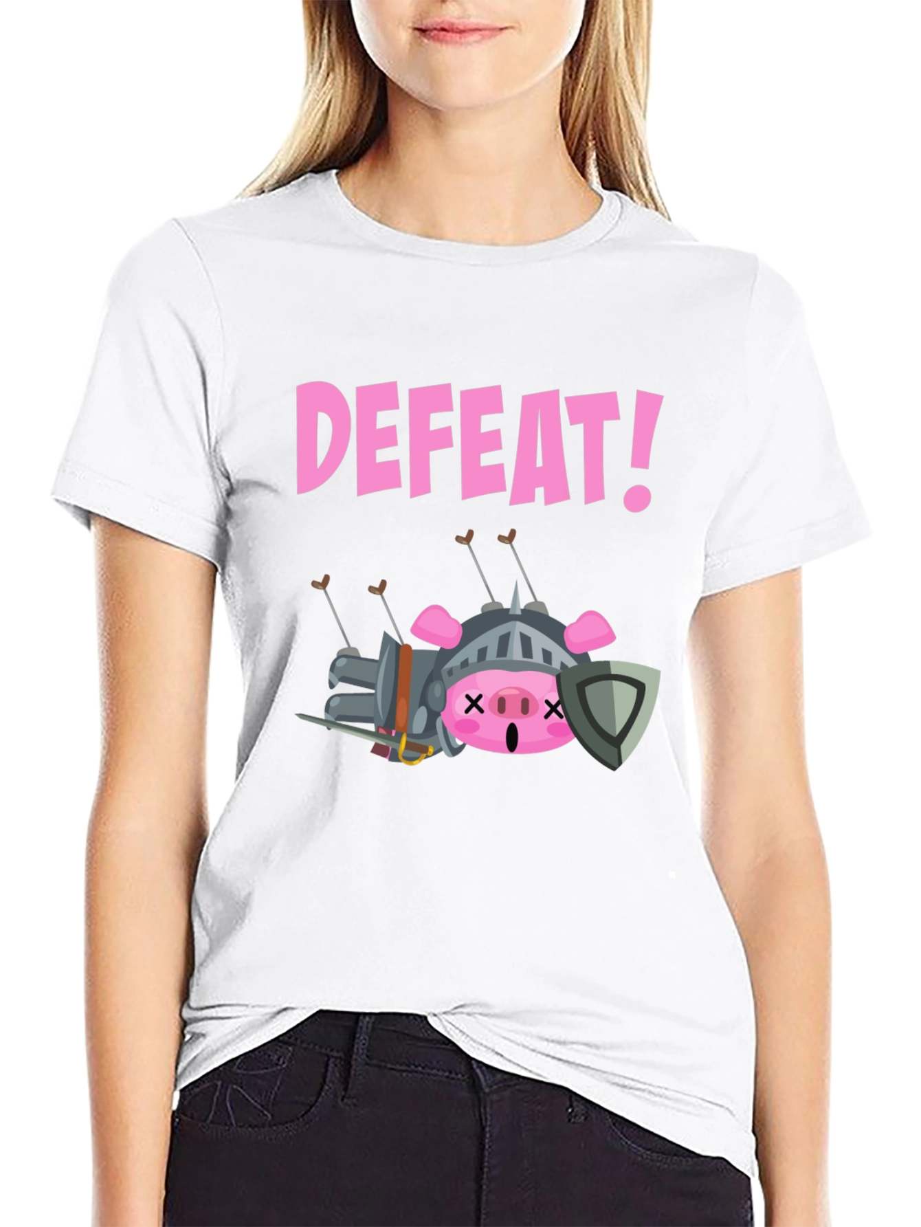 Defeated Pig Knight T-Shirt - Black