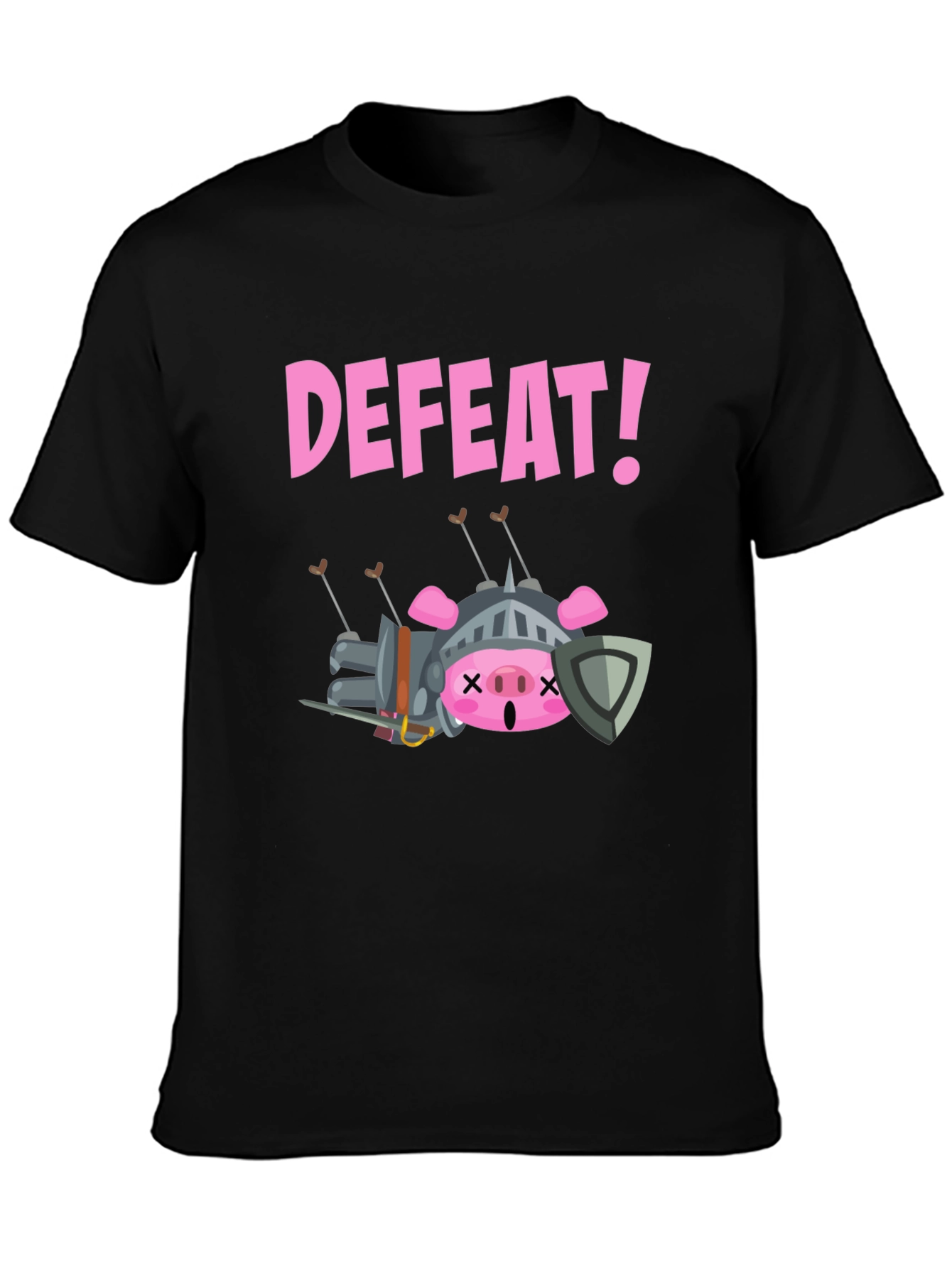 Defeated Pig Knight T-Shirt - Black