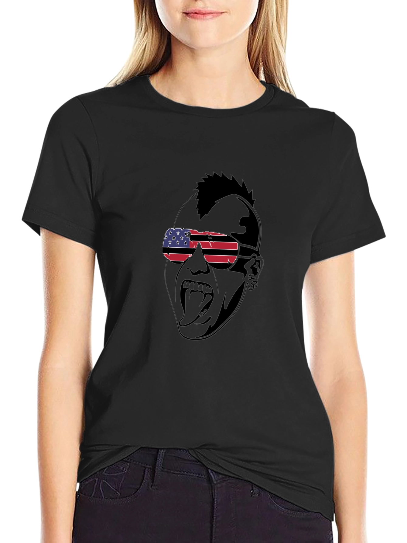 USA Flag Sunglasses Punk Graphic T-Shirt