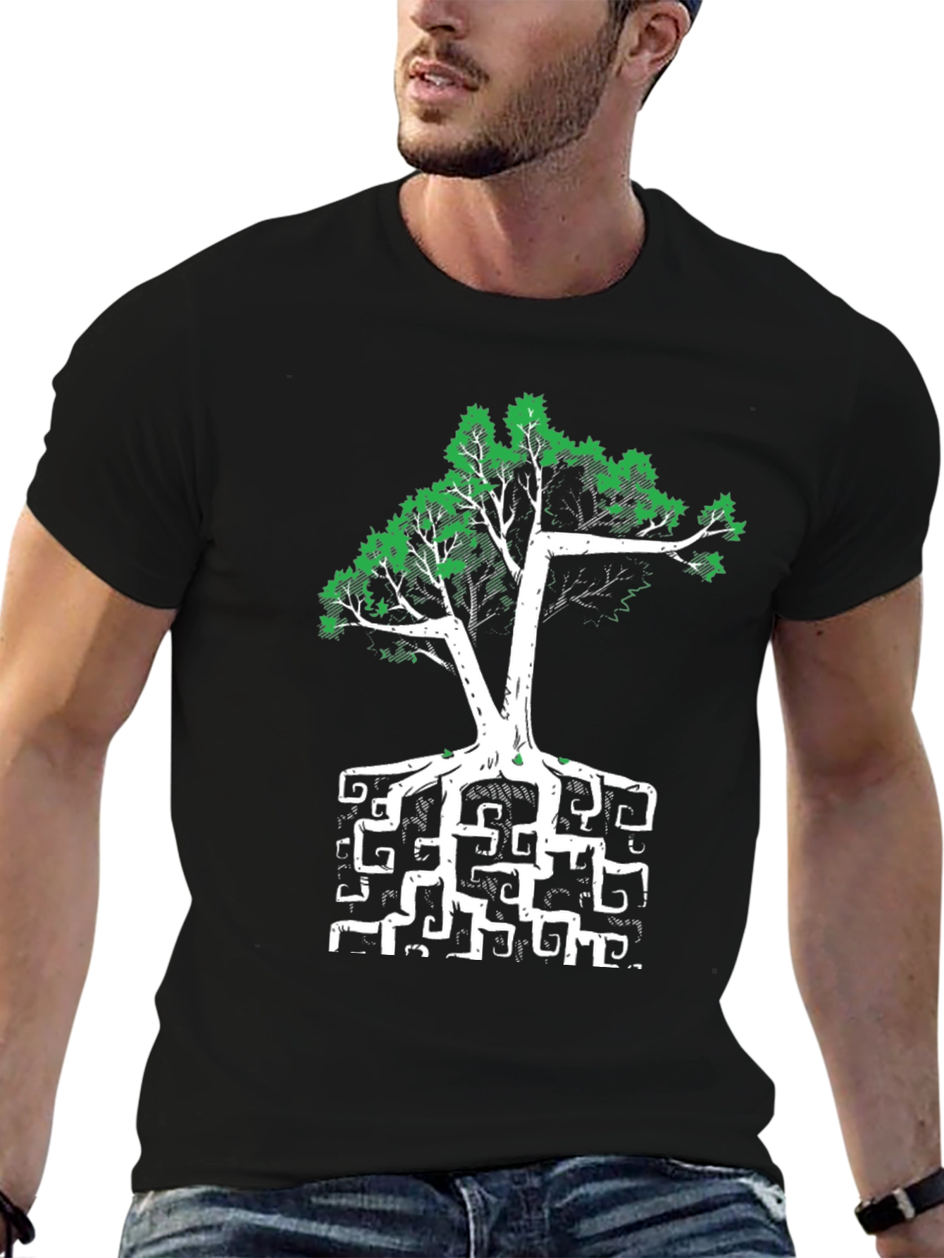 Artsy Tree Graphic Tee - Unique Root Design