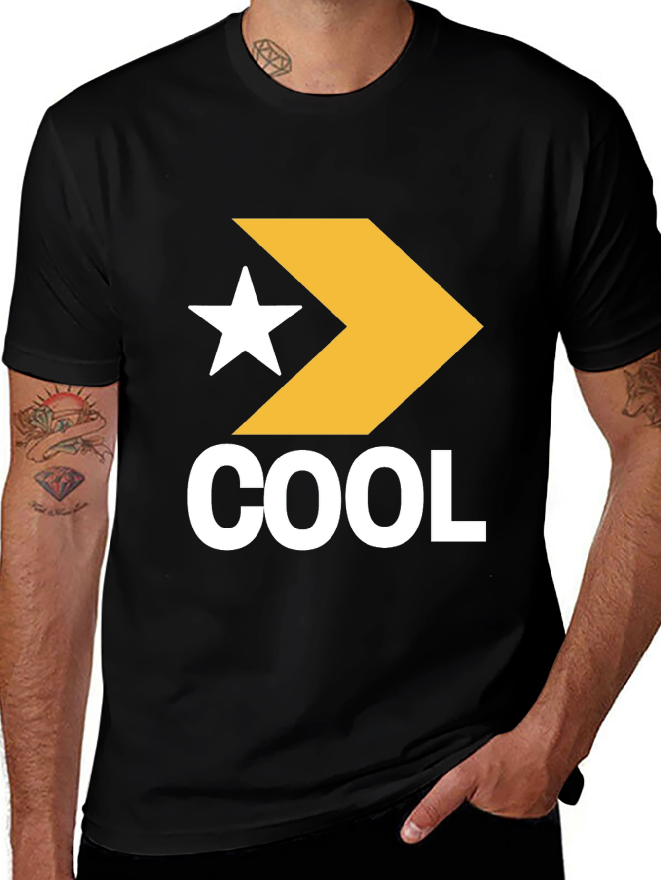 Cool Graphic Tee - Star Chevron Logo - Black