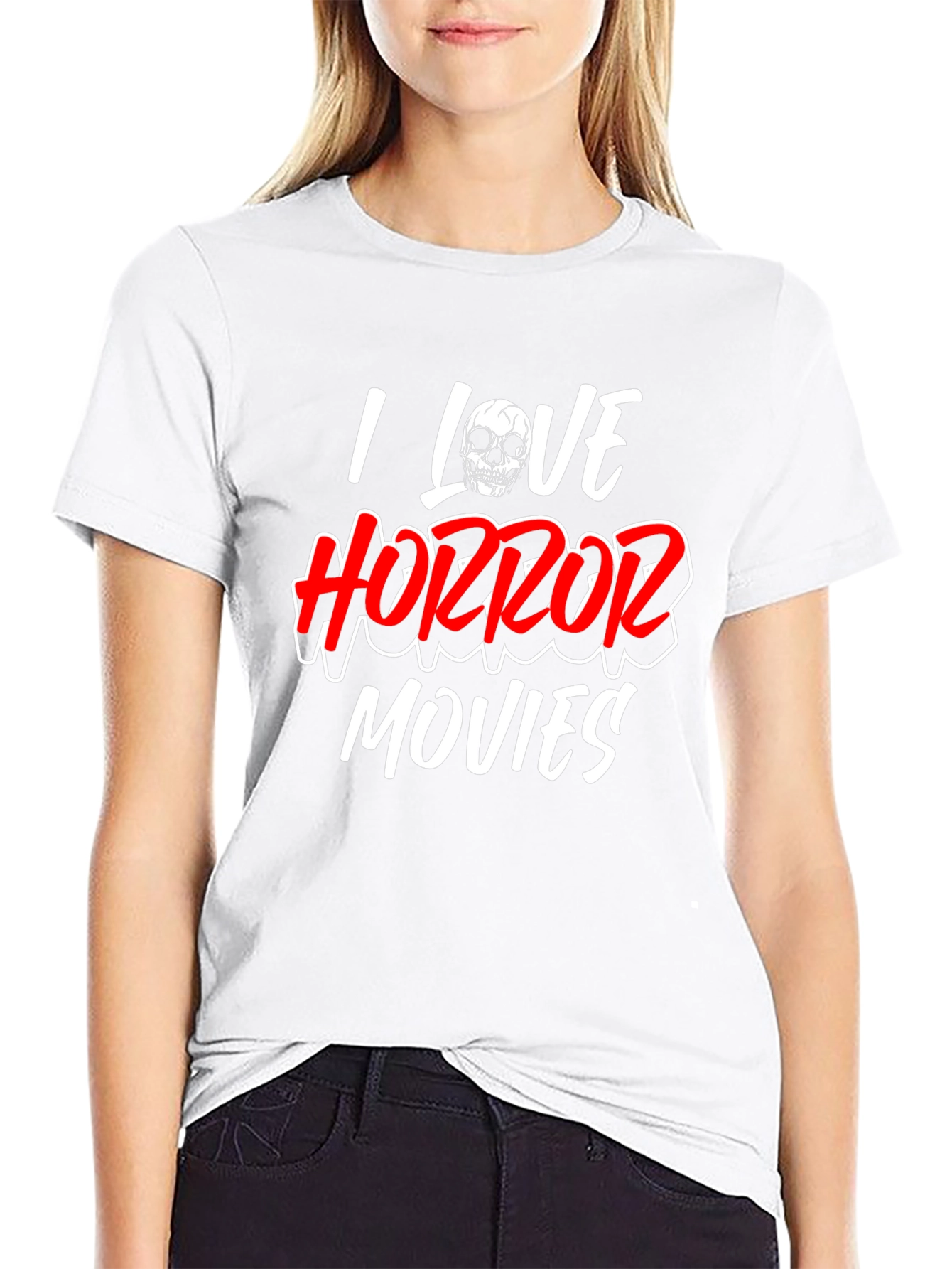 I Love Horror Movies Black T-Shirt
