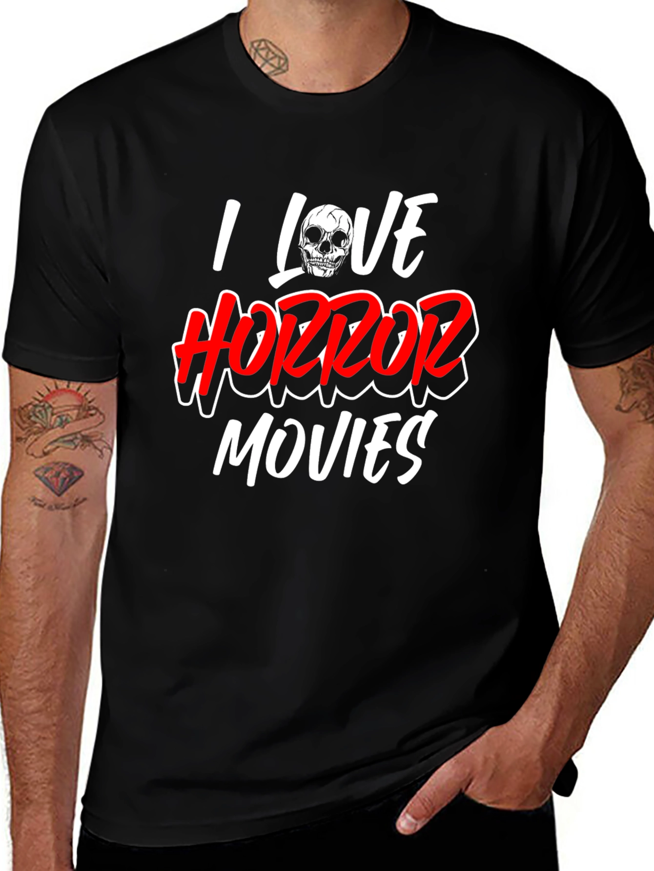 I Love Horror Movies Black T-Shirt