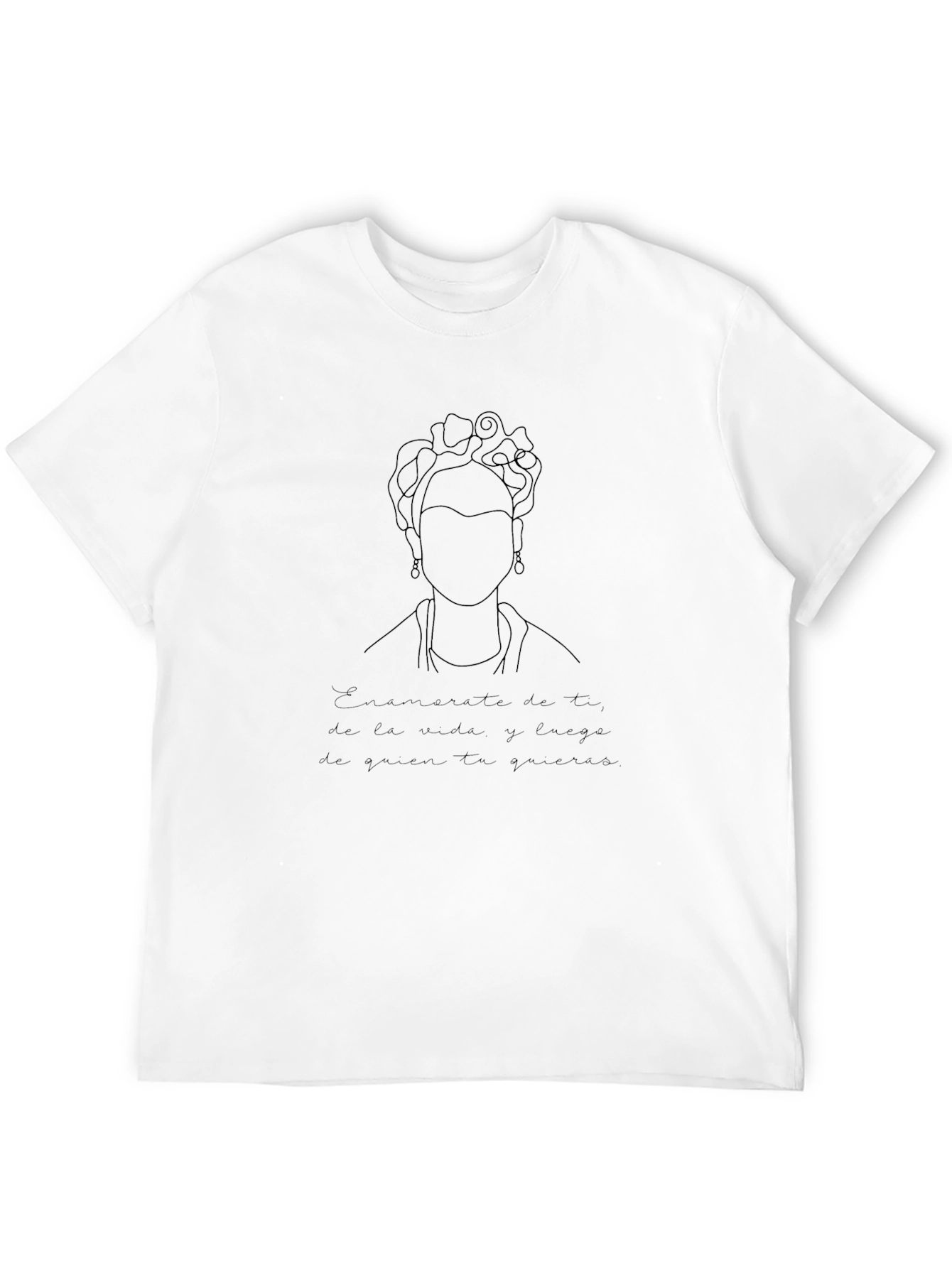 Frida Kahlo Line Art Black T-Shirt
