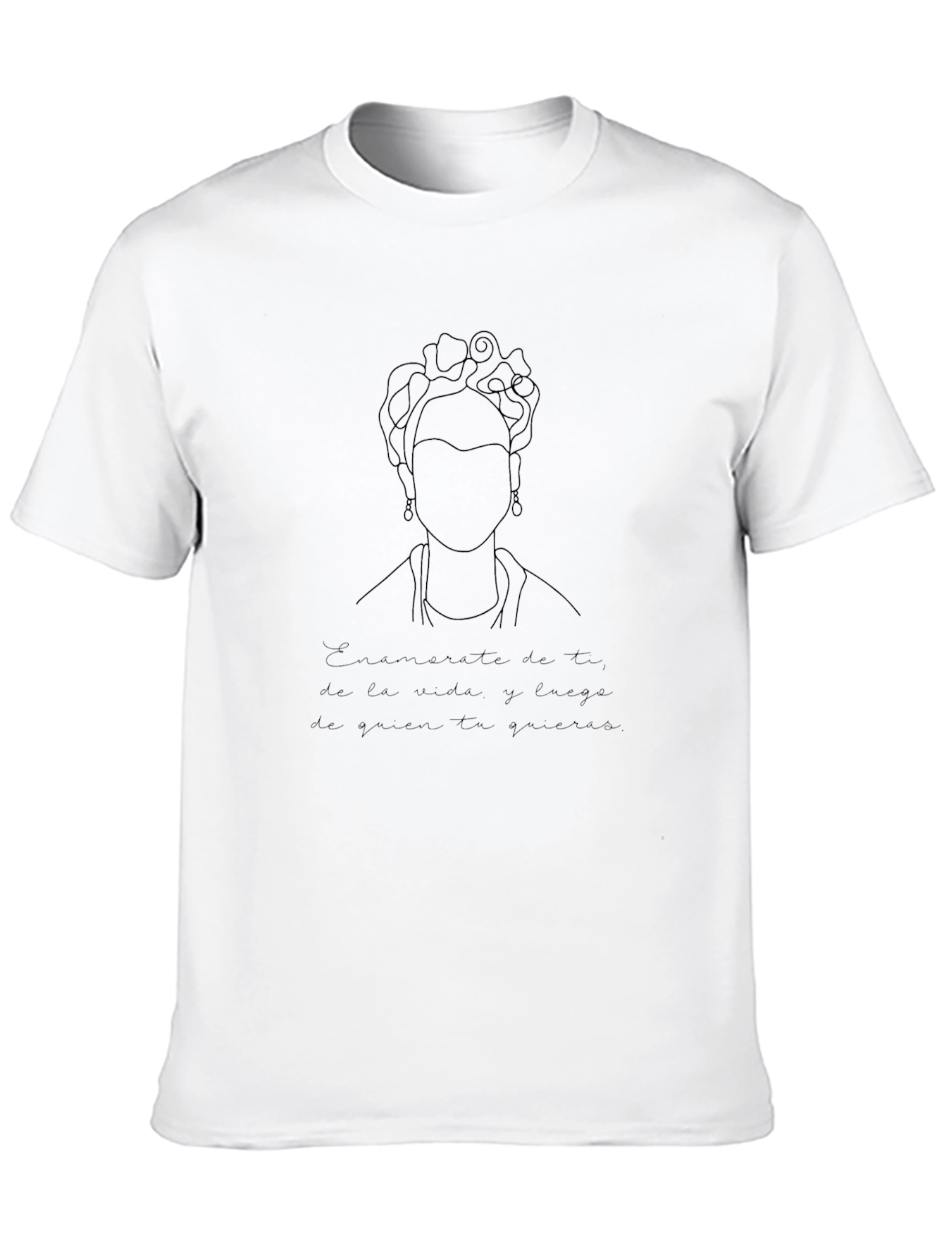 Frida Kahlo Line Art Black T-Shirt