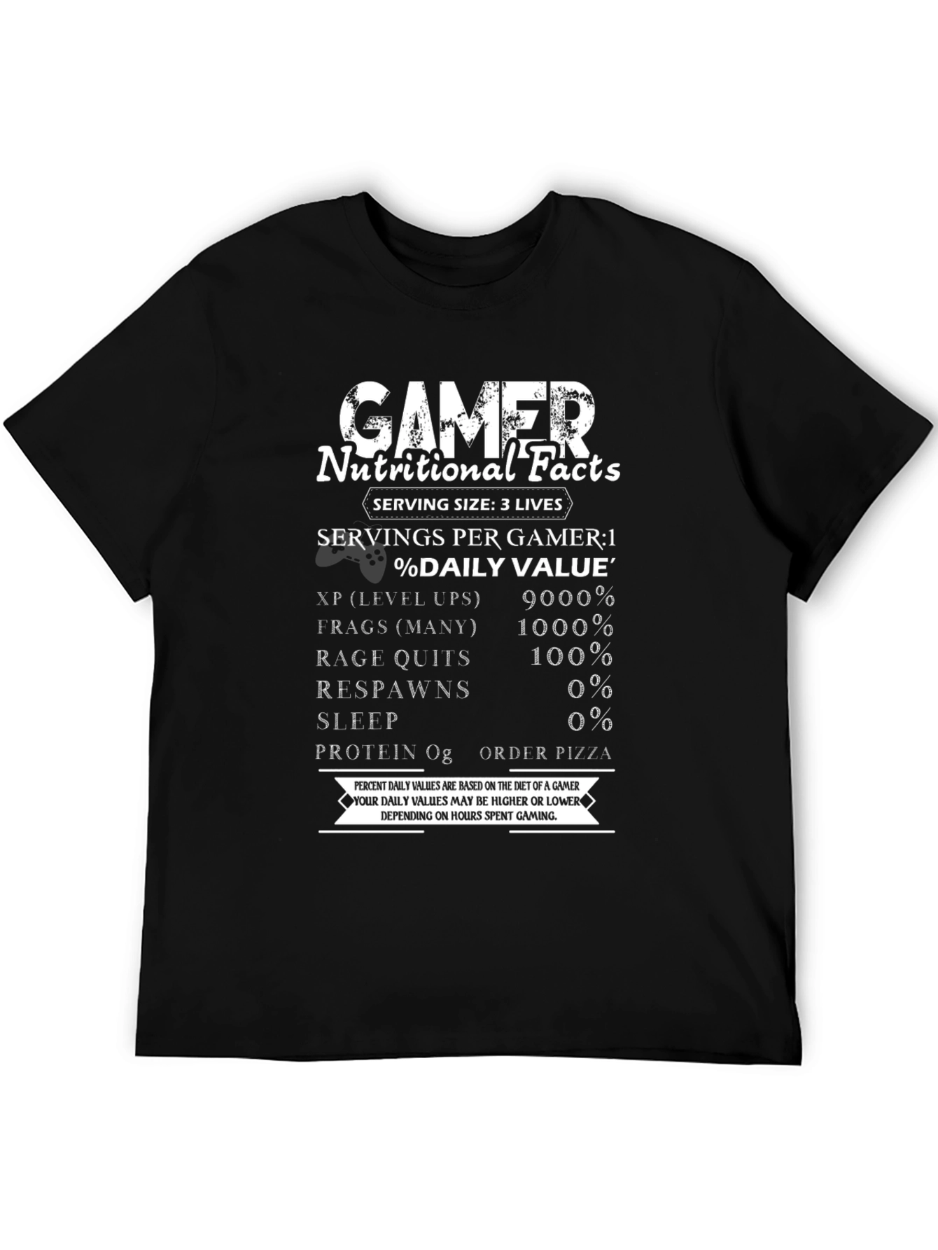 Gamer Nutritional Facts Novelty T-Shirt