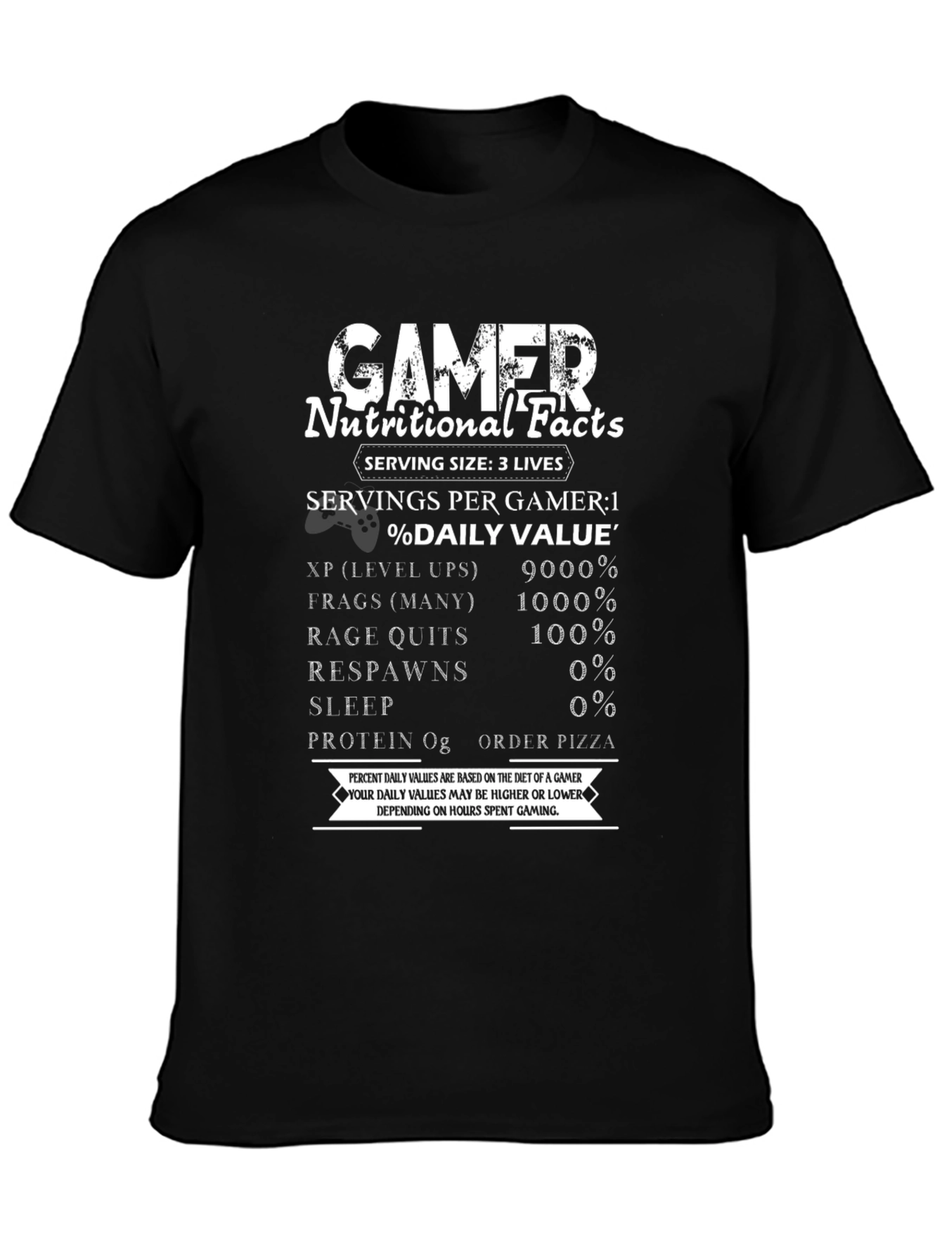 Gamer Nutritional Facts Novelty T-Shirt