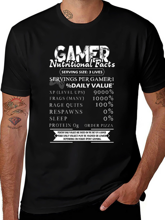 Gamer Nutritional Facts Novelty T-Shirt