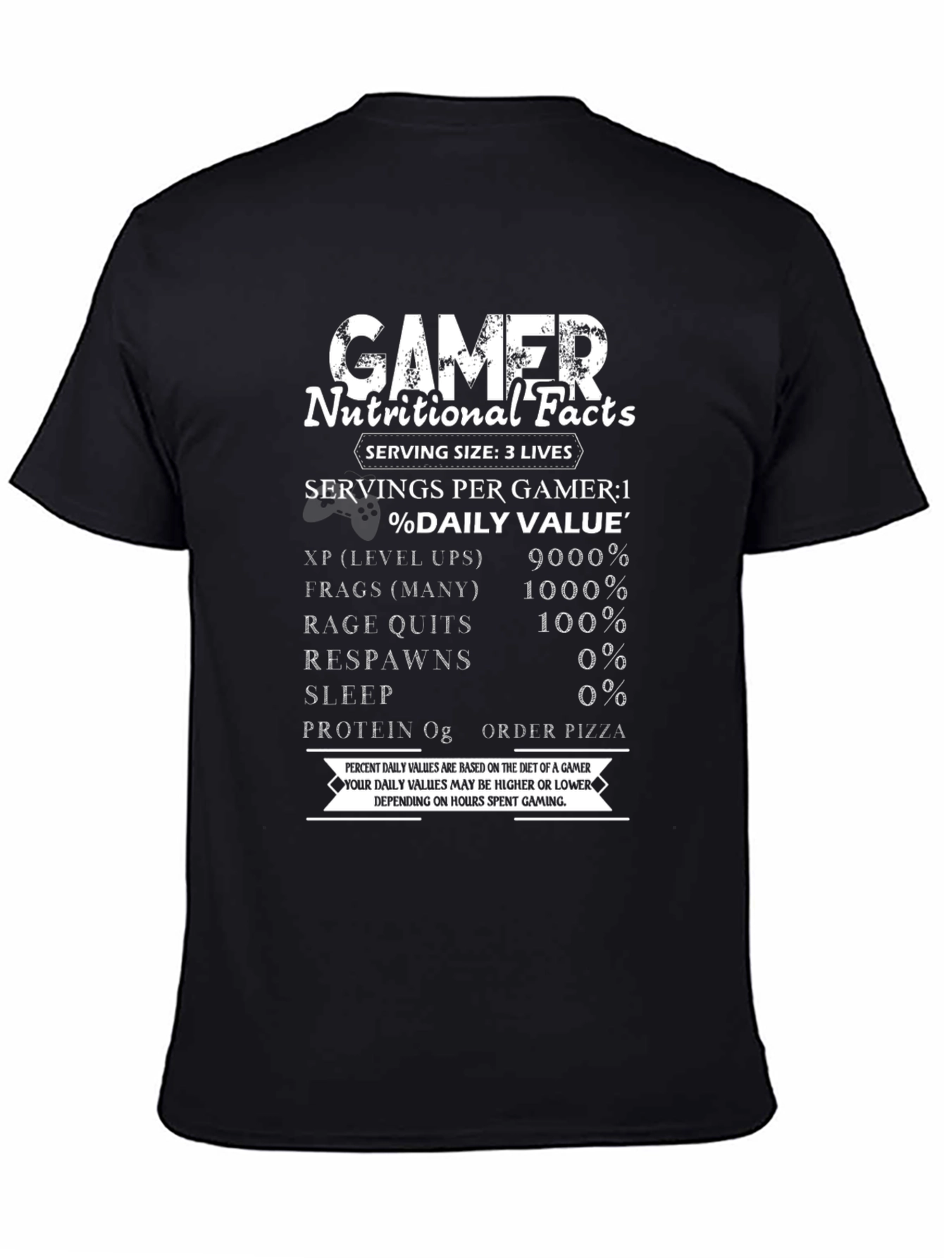Gamer Nutritional Facts Novelty T-Shirt