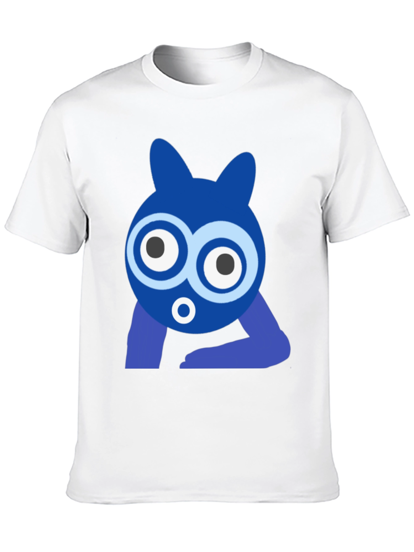 Funky Blue Cartoon Character Graphic T-Shirt