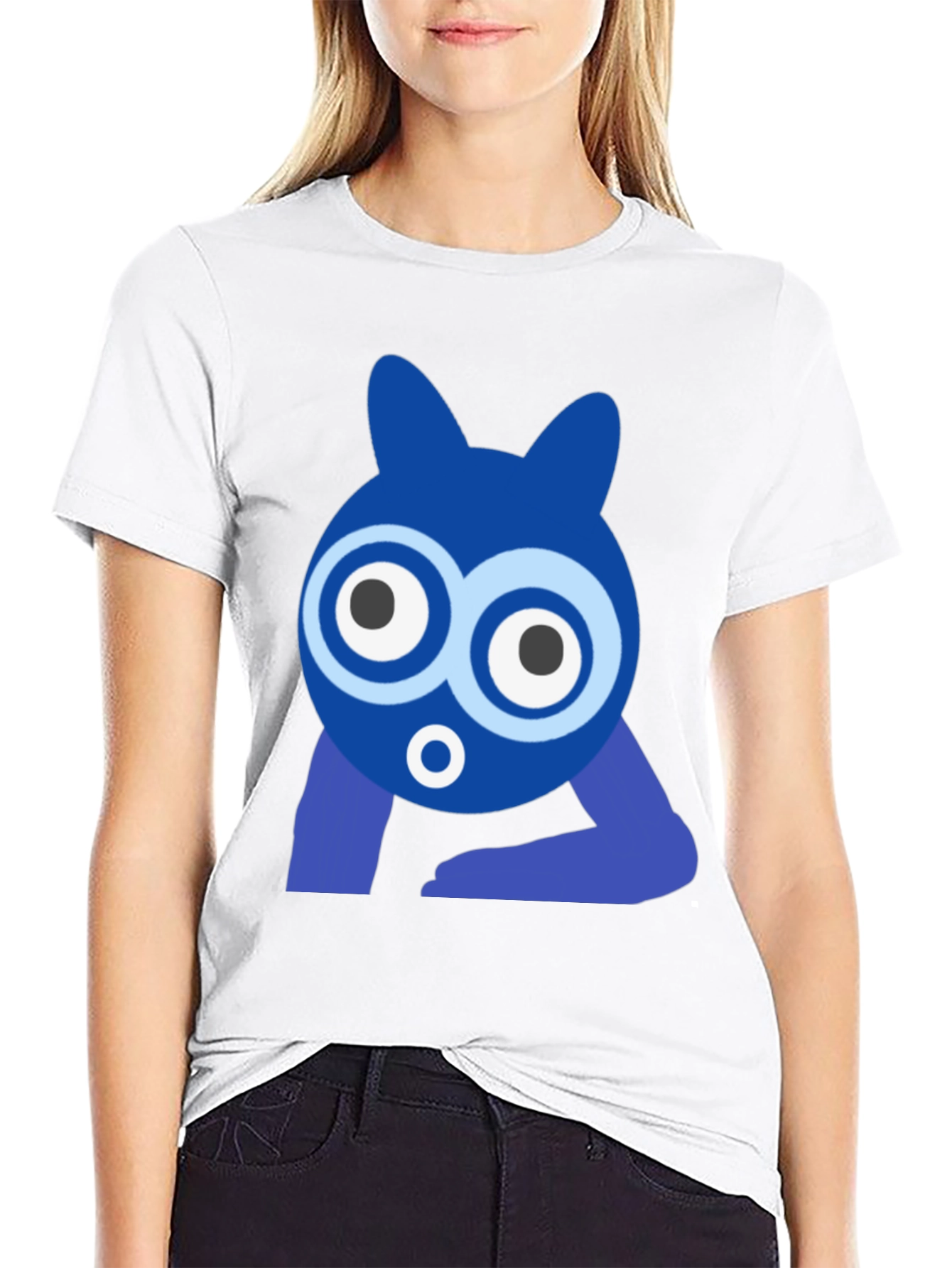 Funky Blue Cartoon Character Graphic T-Shirt