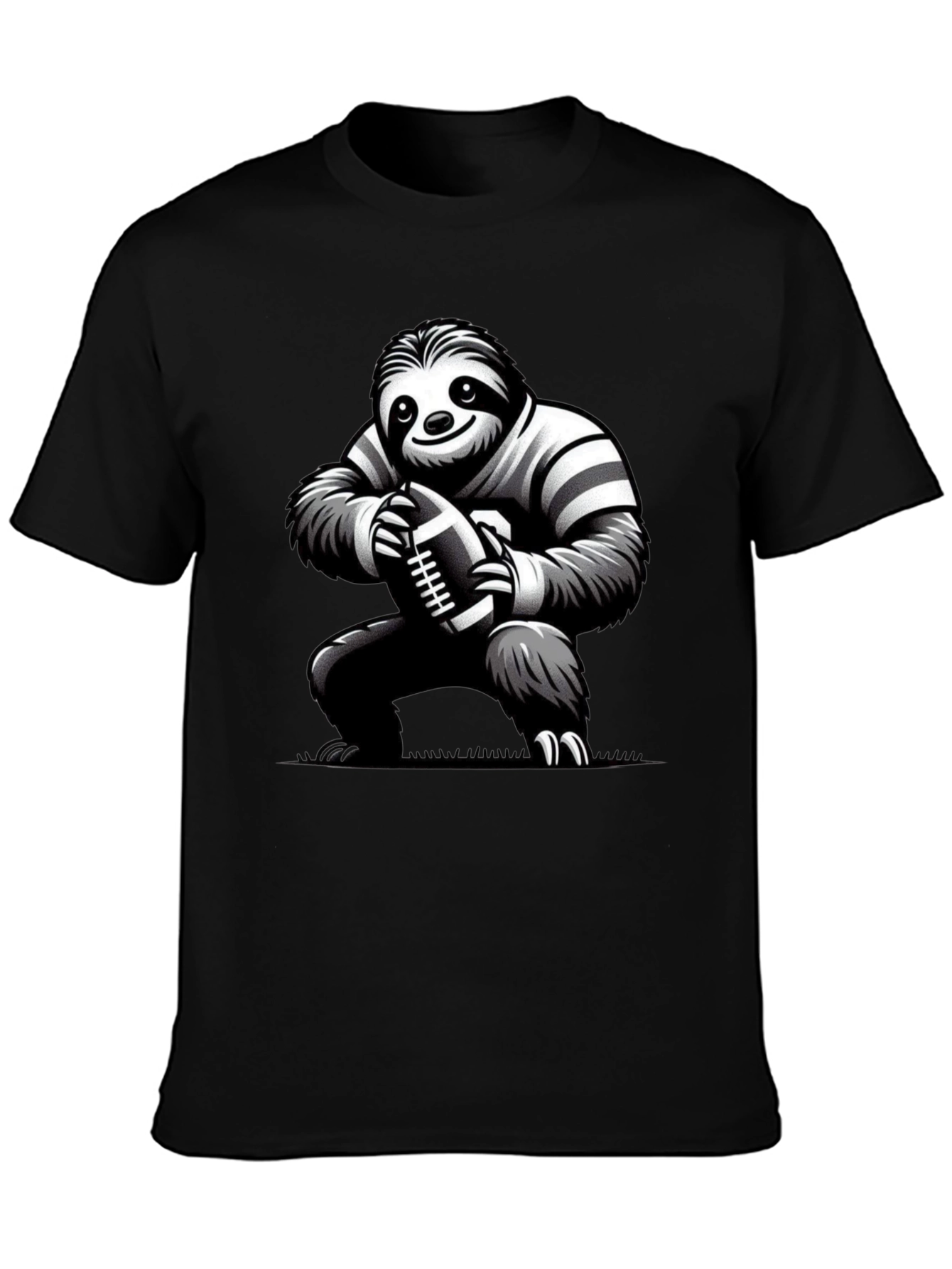 Sloth Football Player Black T-Shirt