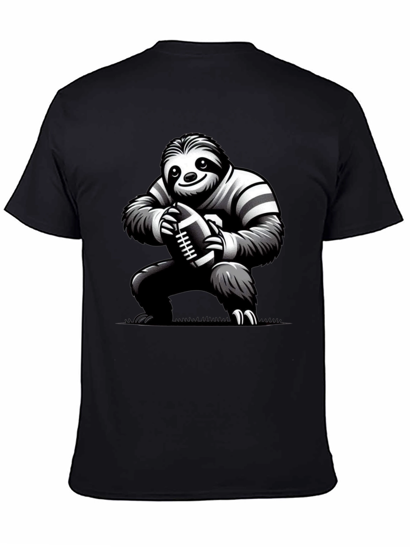 Sloth Football Player Black T-Shirt