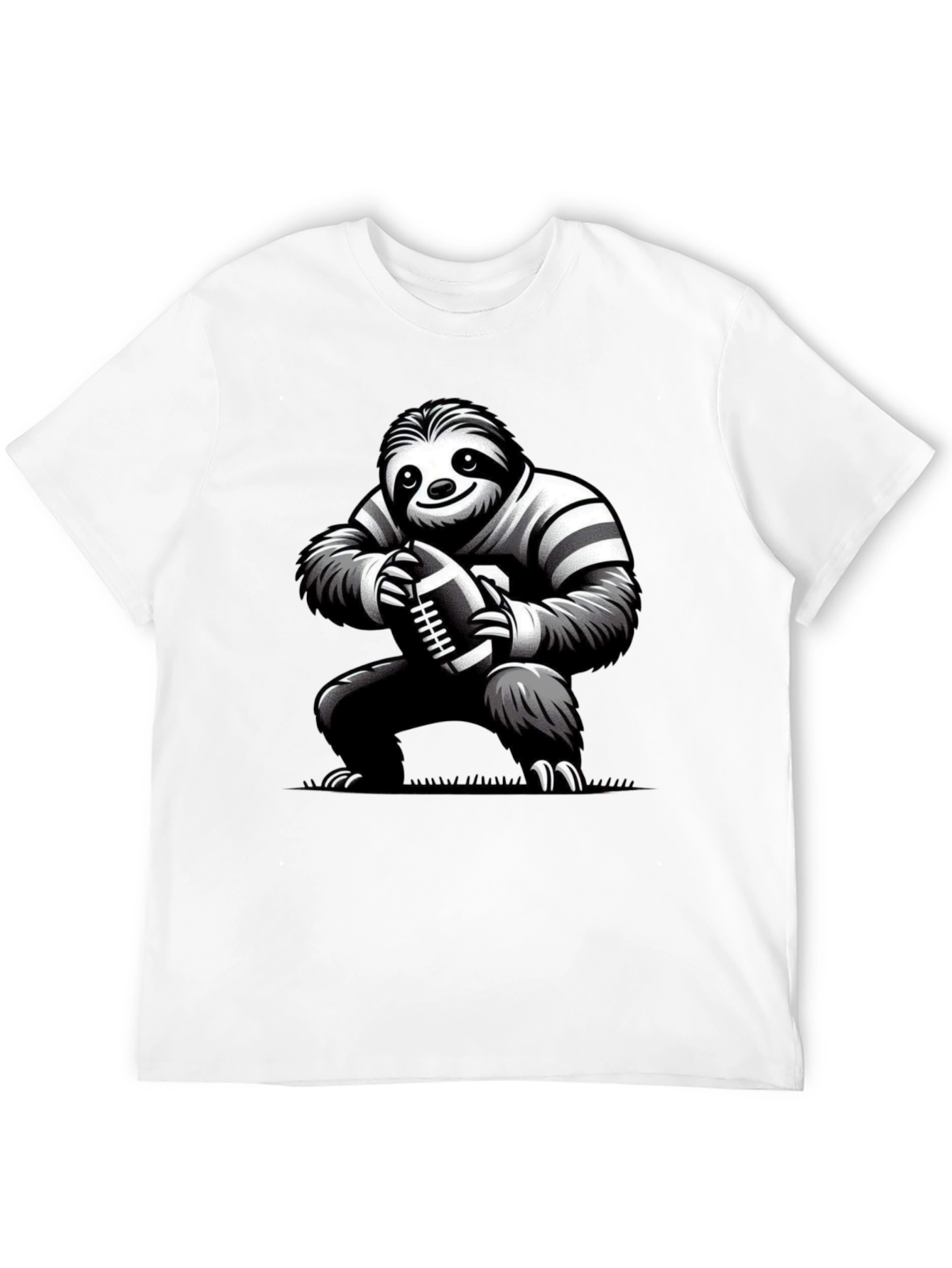 Sloth Football Player Black T-Shirt